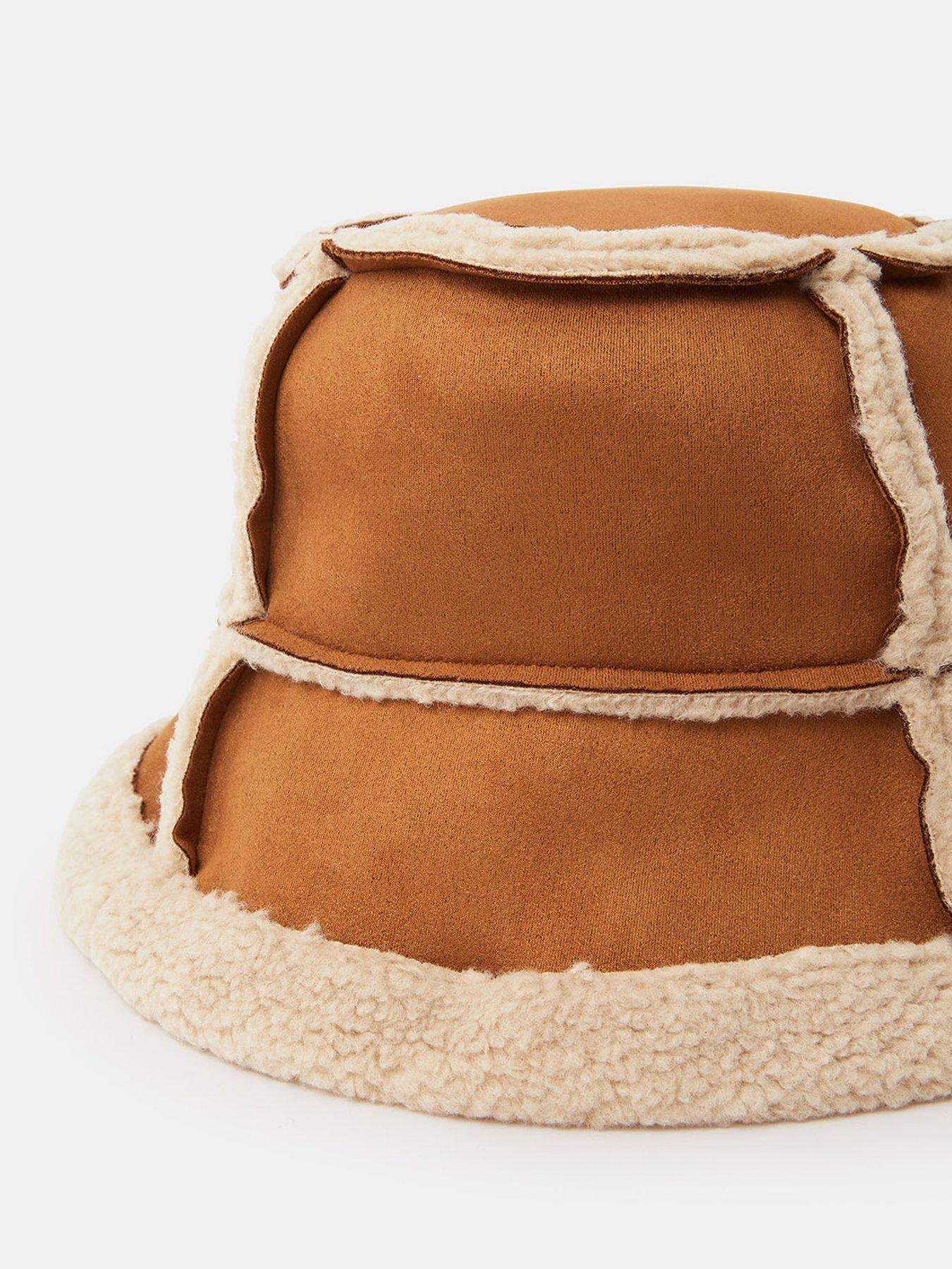 Image 3 of 3 of Accessorize Shearling Bucket Hat - Brown