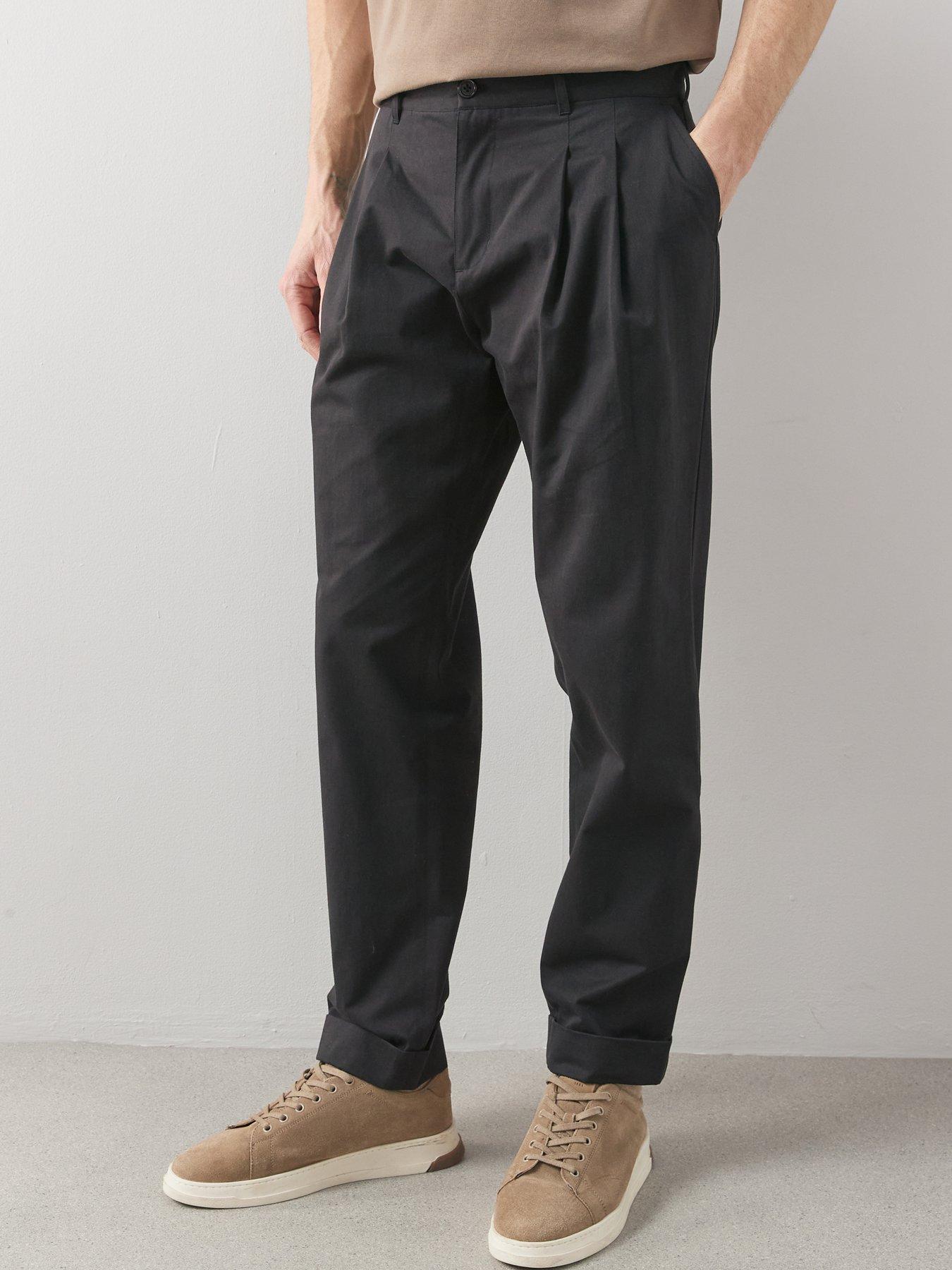 Image 1 of 7 of The Very Collection Turn Up Pleated Trouser - Black
