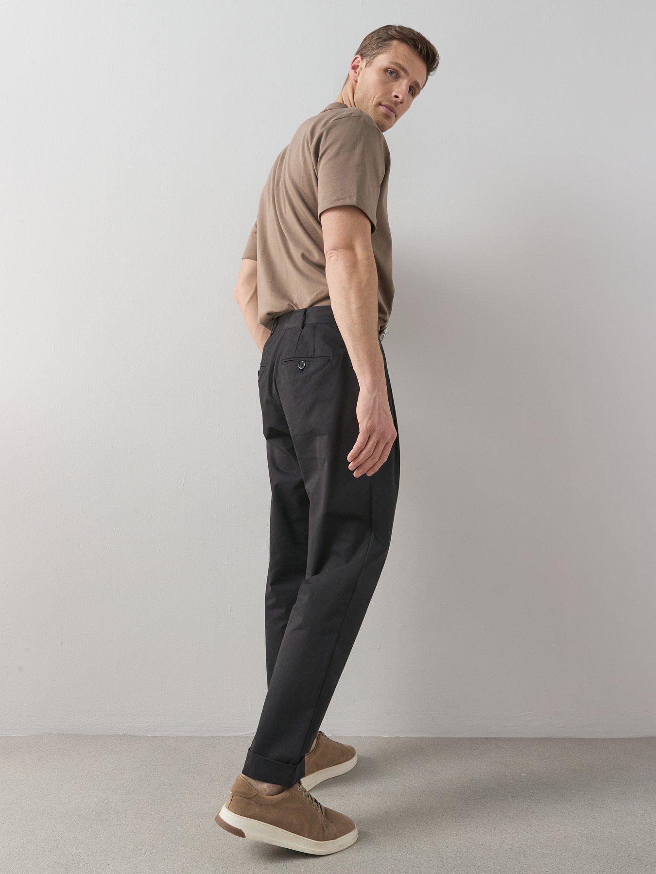 Image 3 of 7 of The Very Collection Turn Up Pleated Trouser - Black