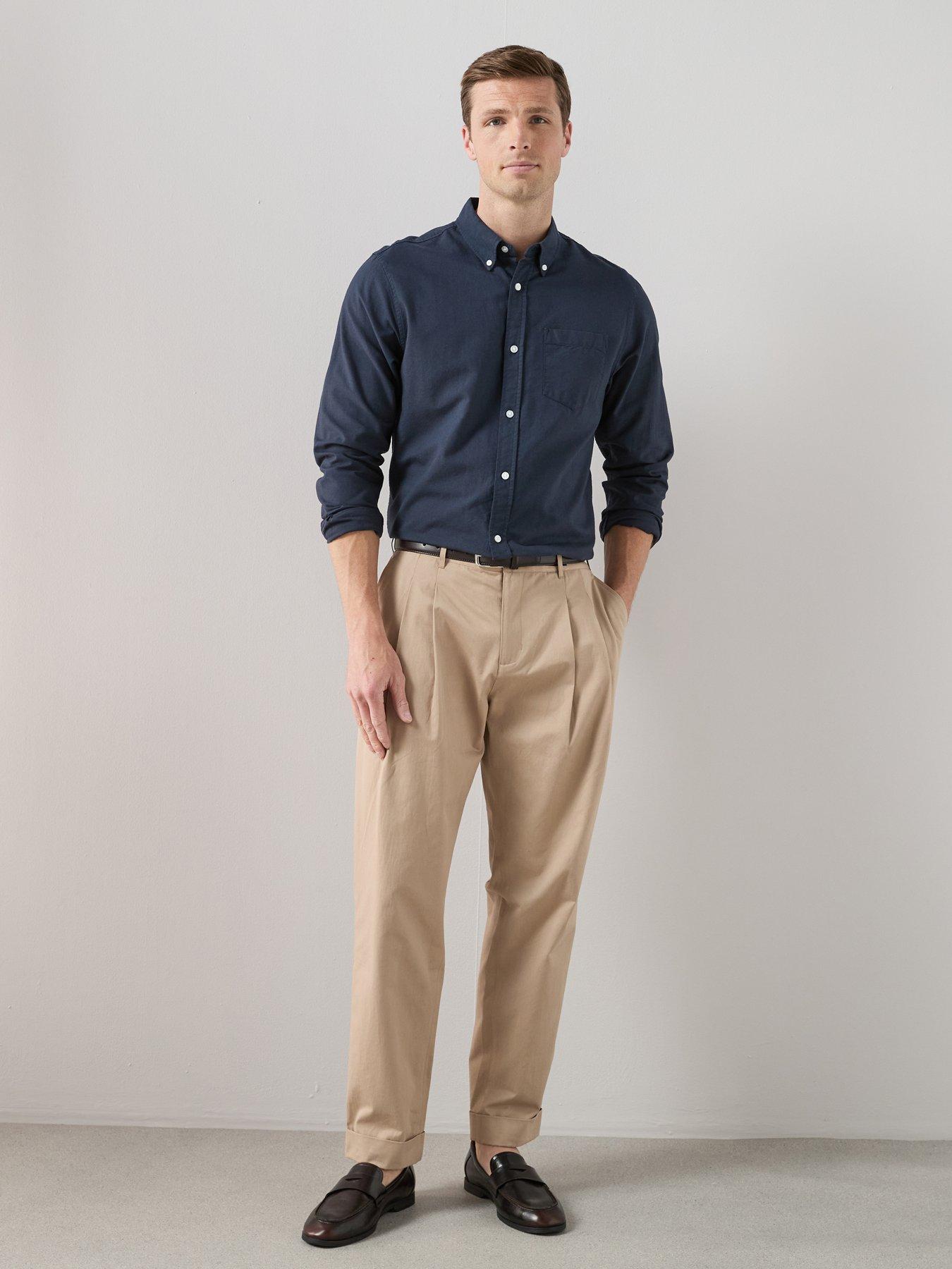 The Very Collection Turn Up Pleated Trouser - Stone - Beige