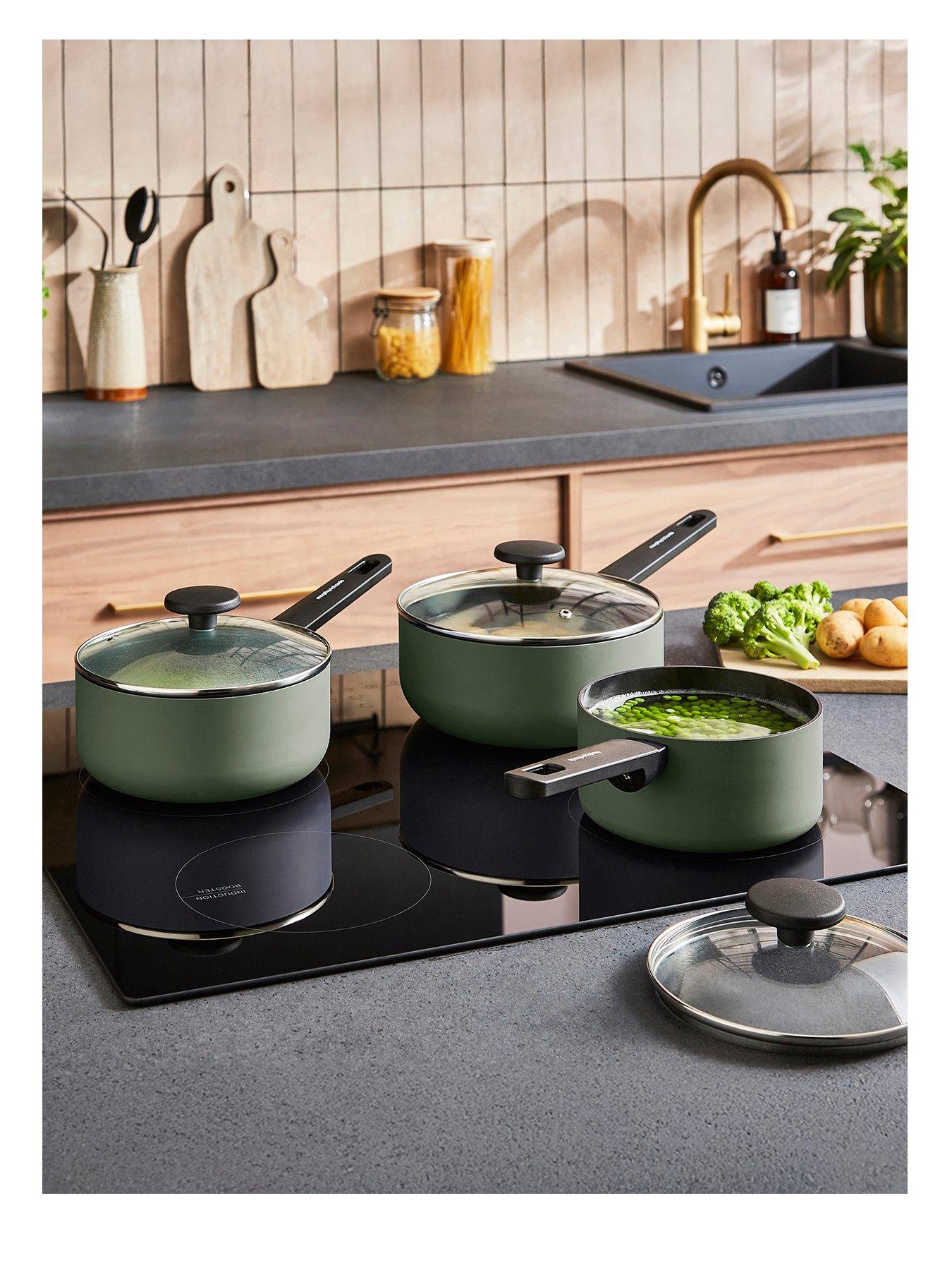 Morphy Richards 3pc Aluminium Saucepan Set Green