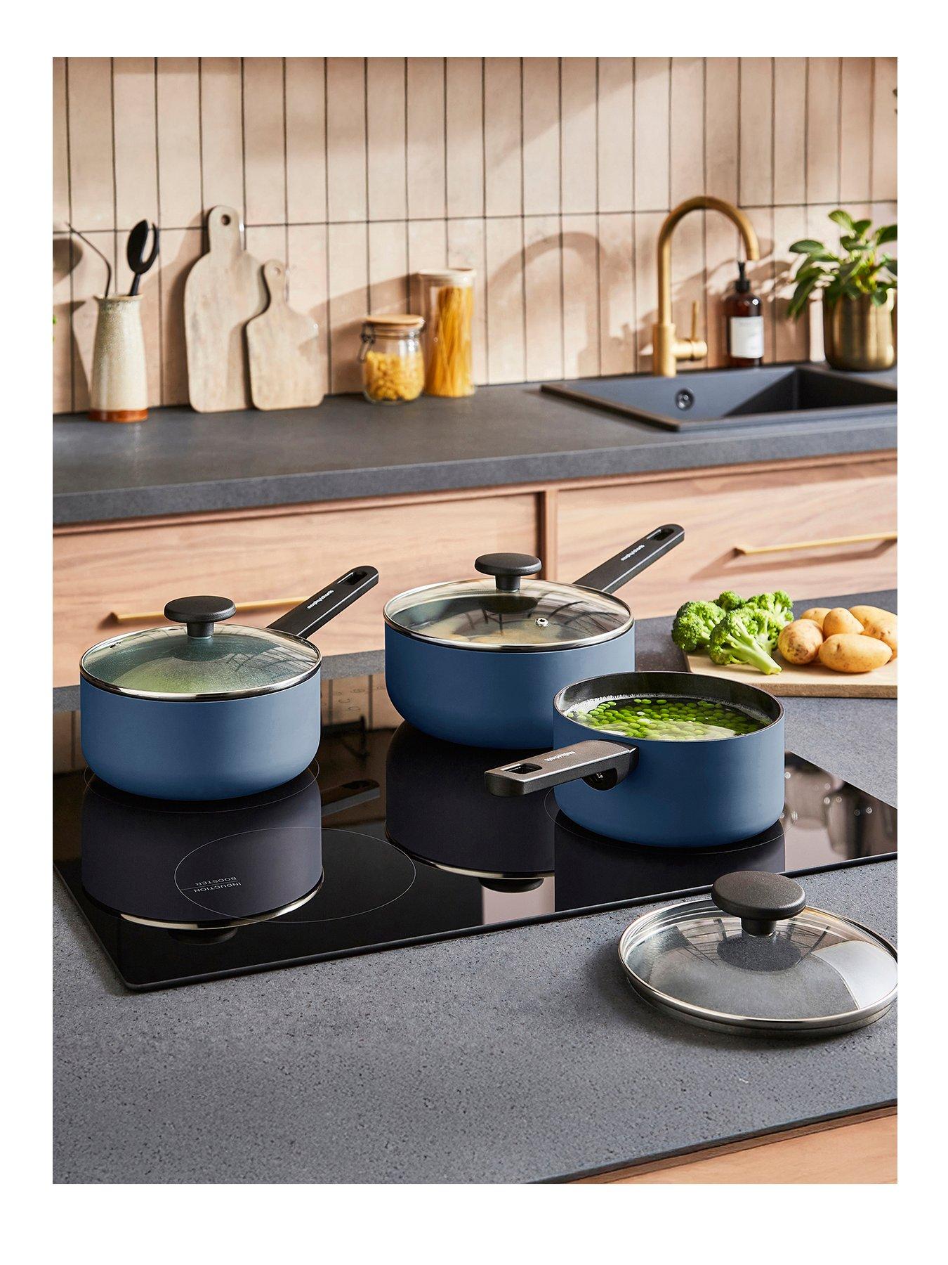 Morphy Richards 3pc Aluminium Saucepan Set Blue