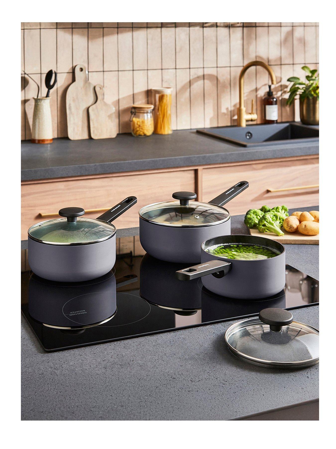 Morphy Richards 3pc Aluminium Saucepan Set Grey