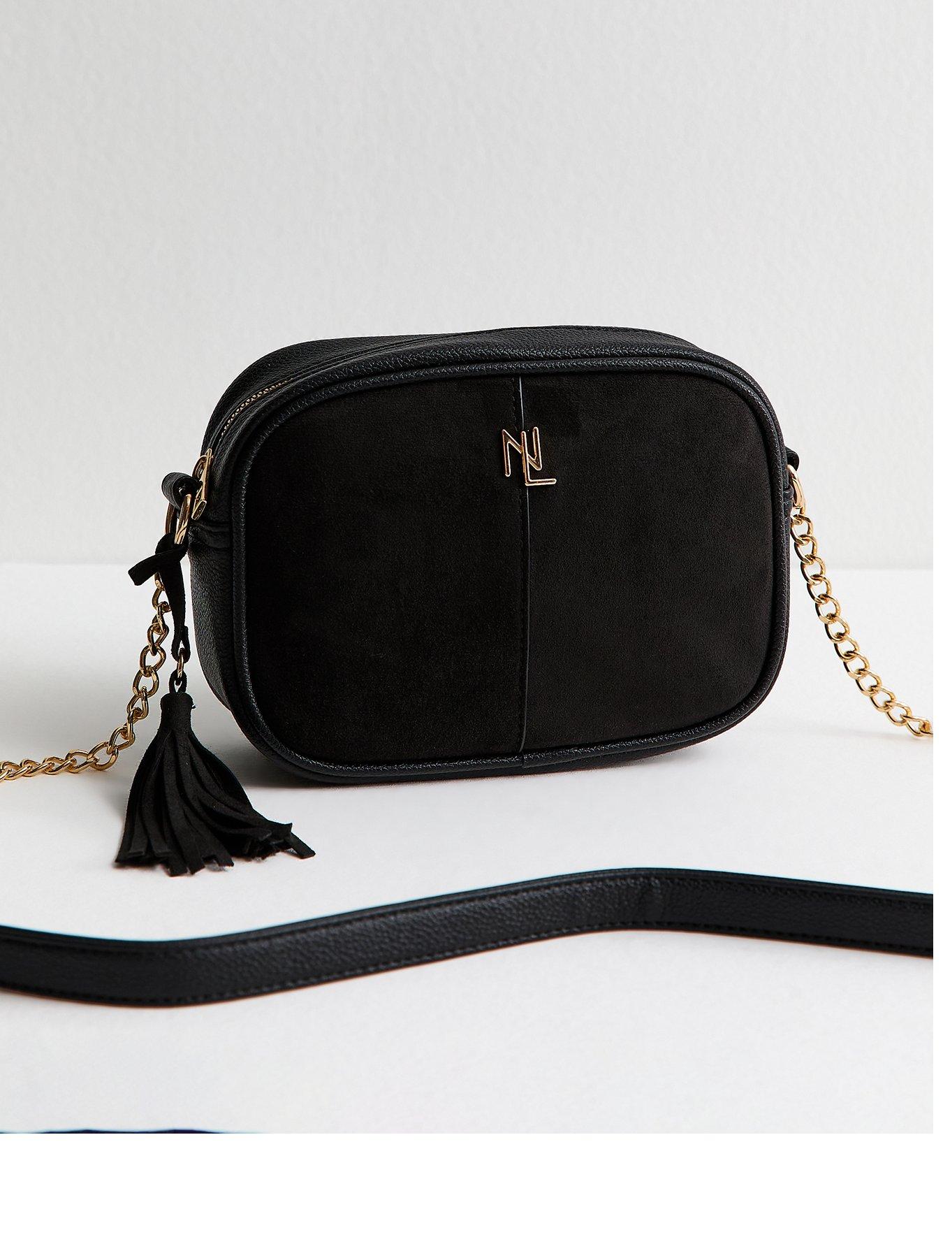 new-look-black-faux-suede-panel-cross-body-bagfront