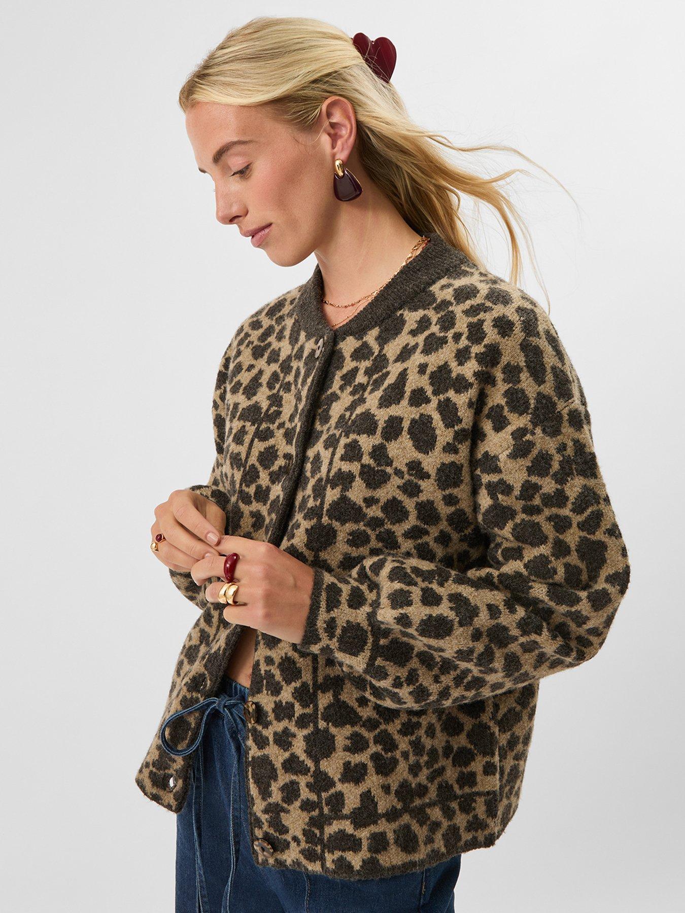 Accessorize Leopard Knit Cardigan - Brown