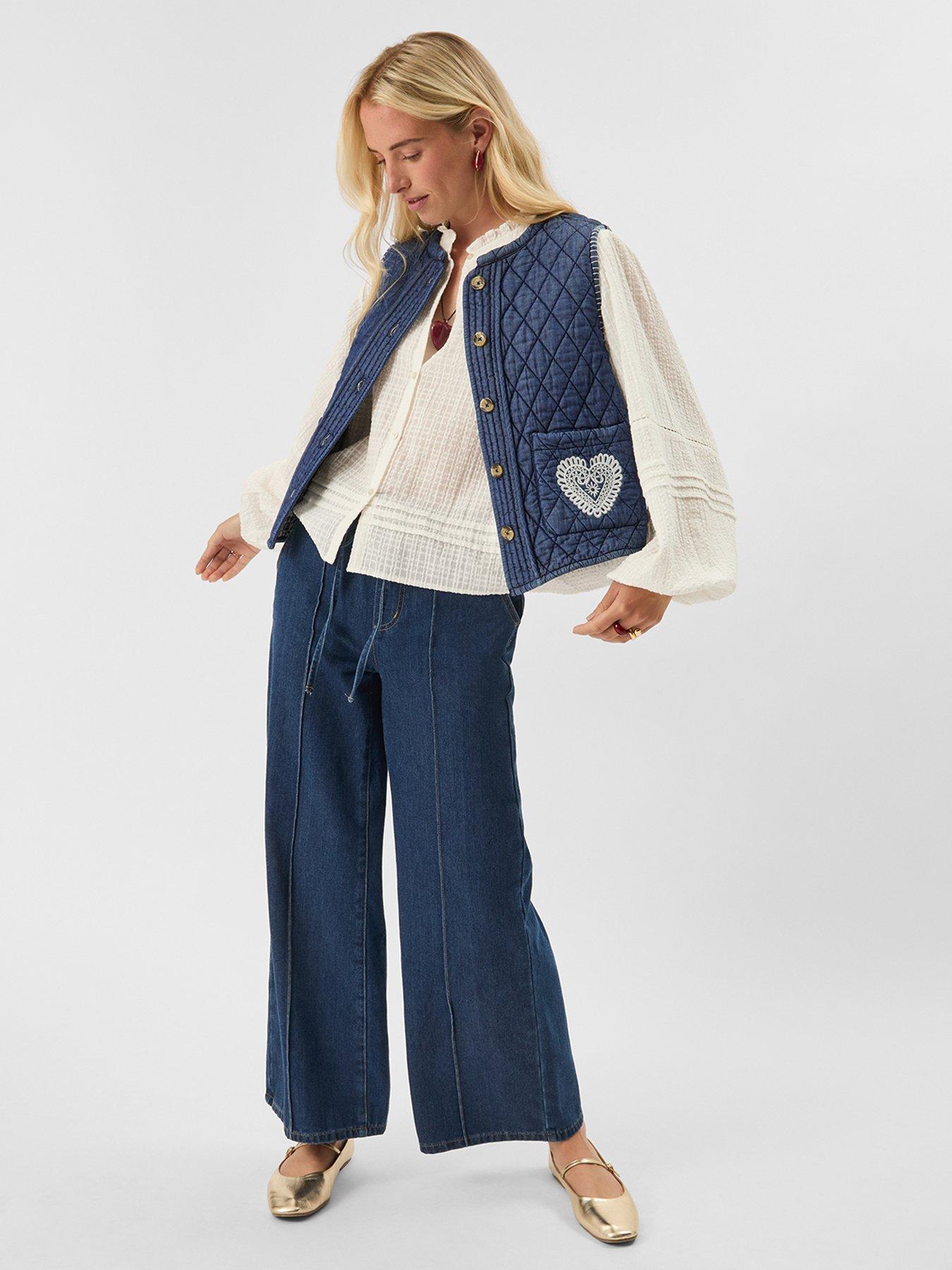 Image 1 of 4 of Accessorize Heart Quilted Denim Waistcoat &nbsp;- Blue