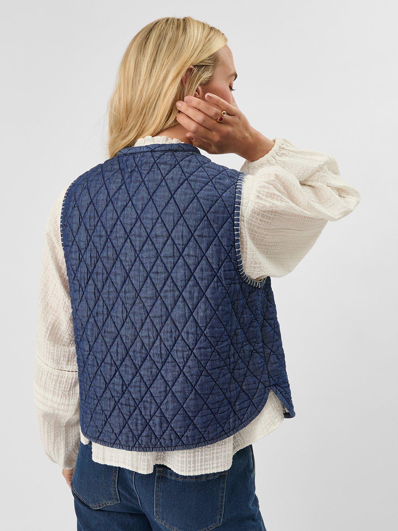 Image 2 of 4 of Accessorize Heart Quilted Denim Waistcoat &nbsp;- Blue