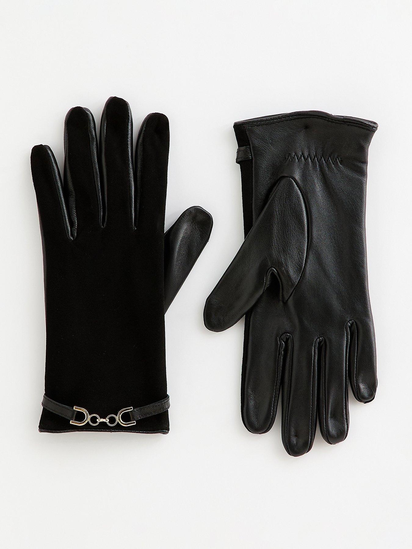 new-look-leather-buckle-gloves-black