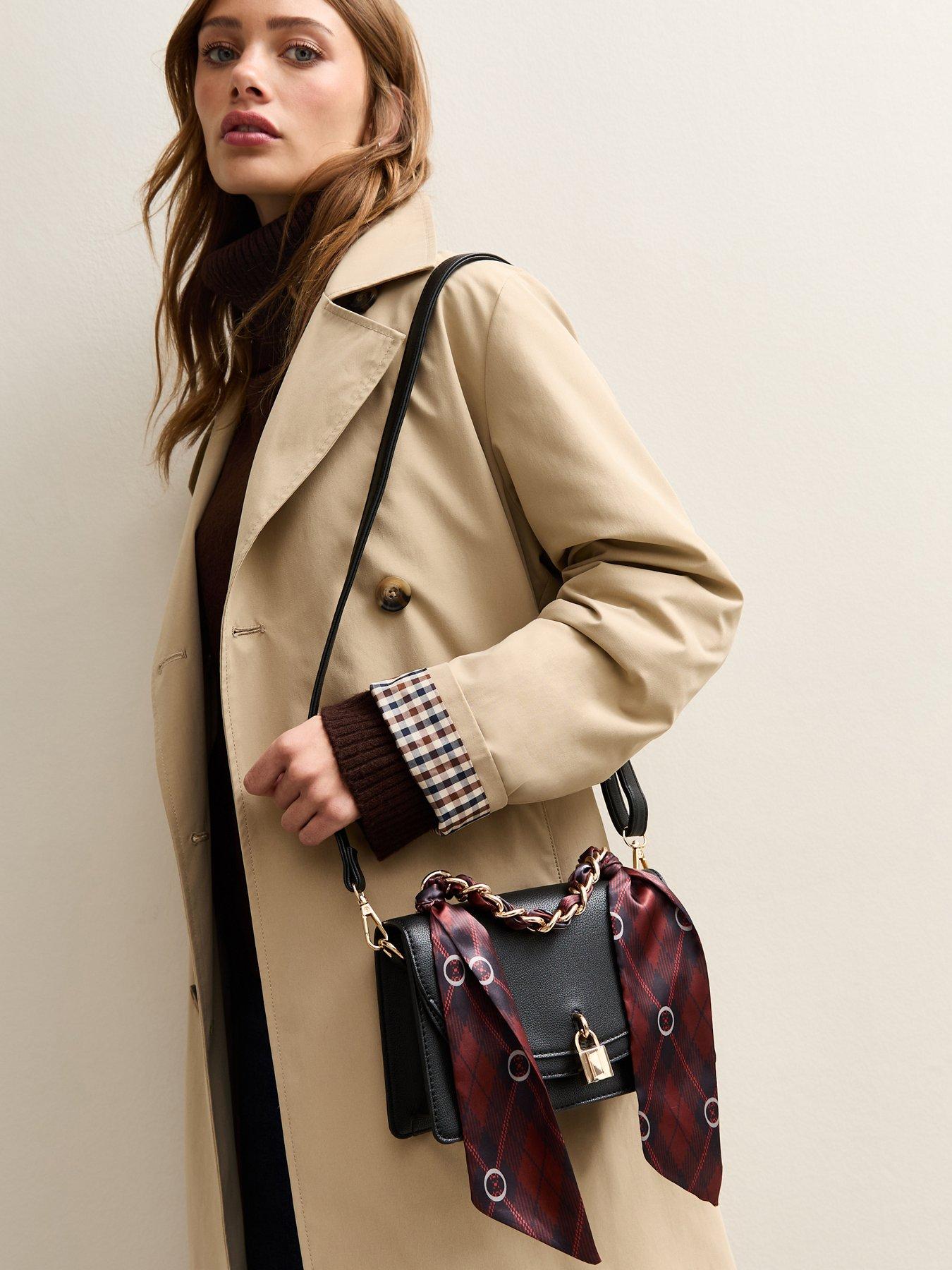 New Look Faux Leather Scarf Handle Cross Body Bag - Black