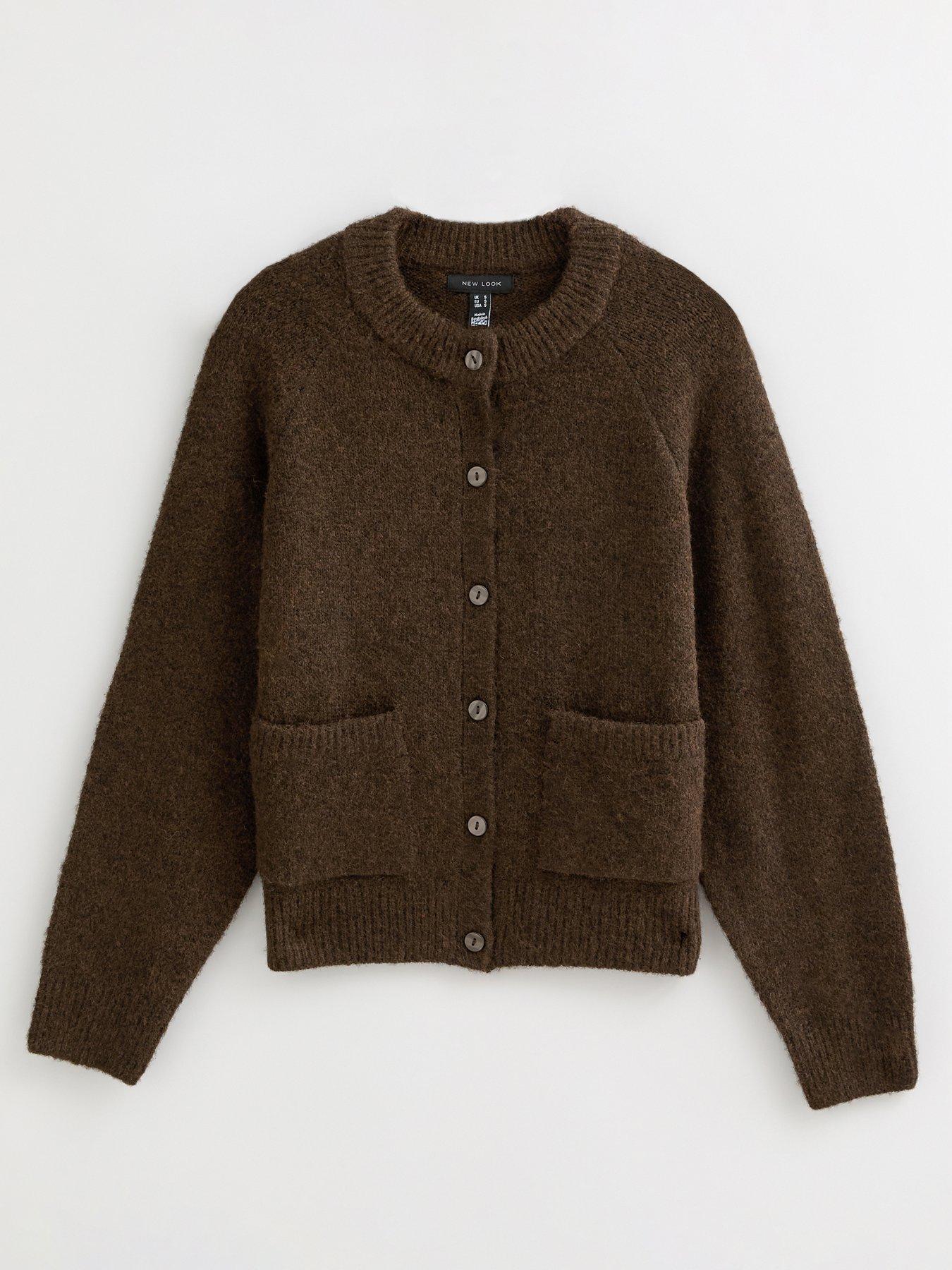 new-look-double-pocket-textured-knit-cardigan-dark-browndetail