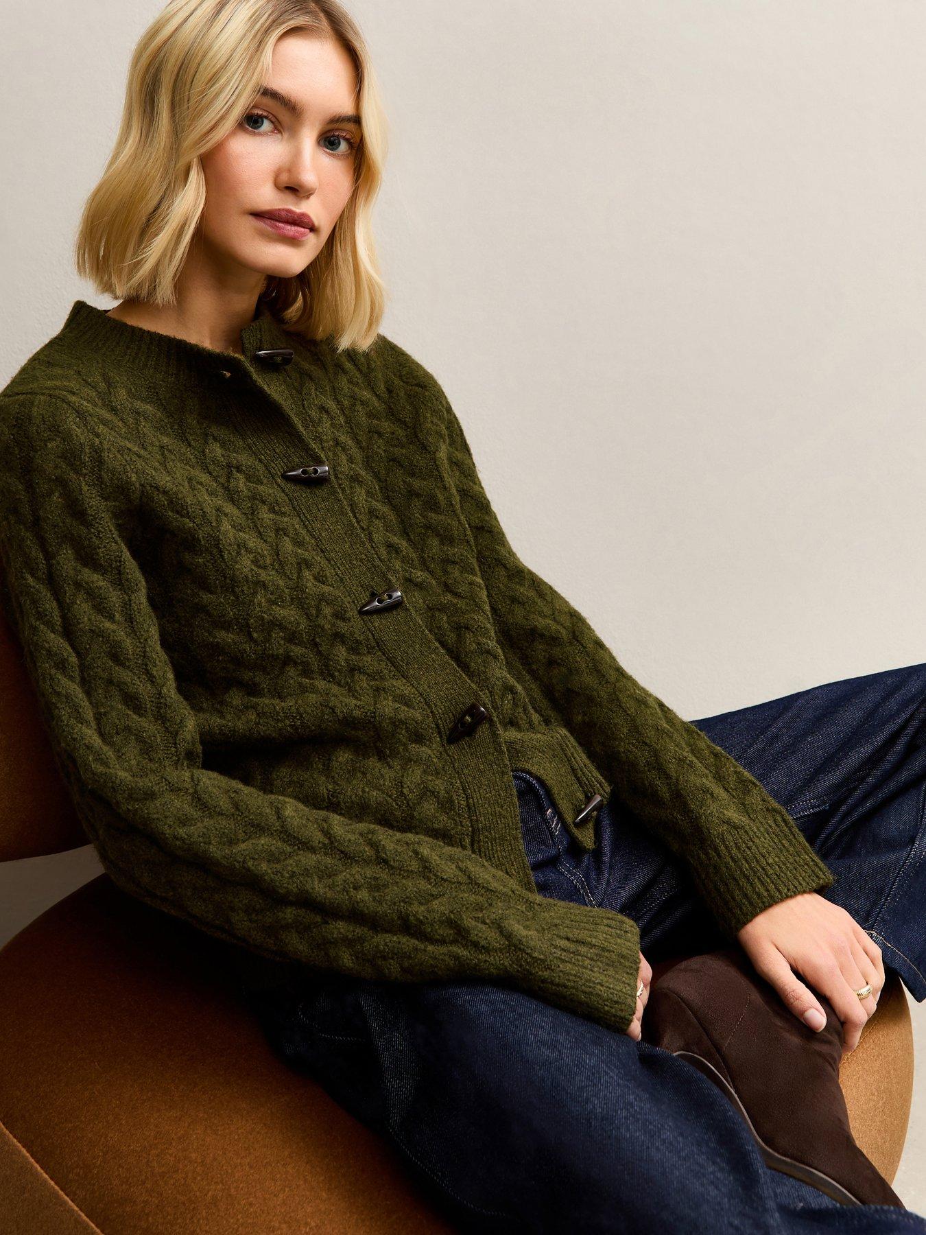 New Look Khaki Cable Knit Toggle Fastening Cardigan