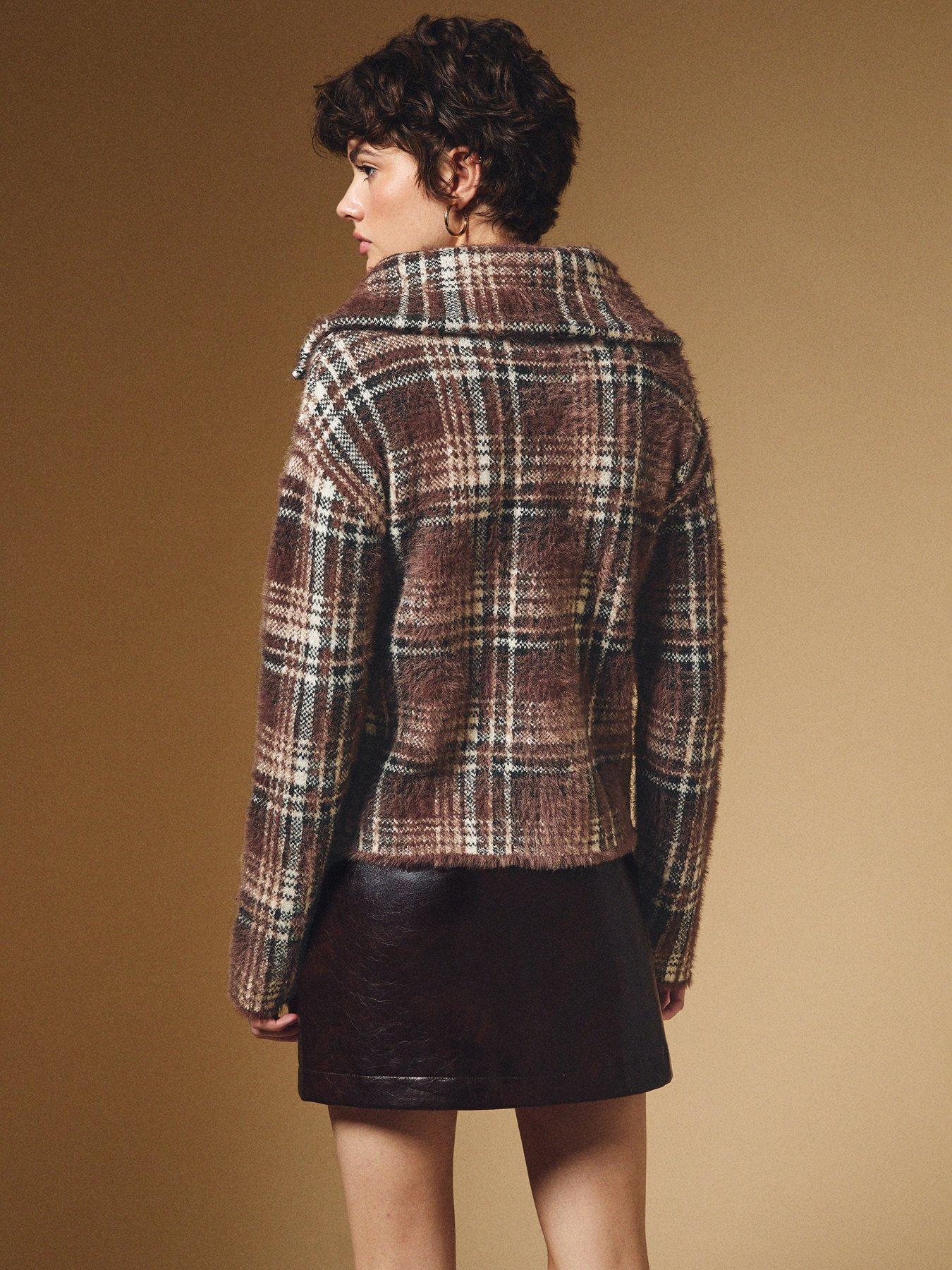 new-look-brown-fluffy-check-zip-cardiganstillFront