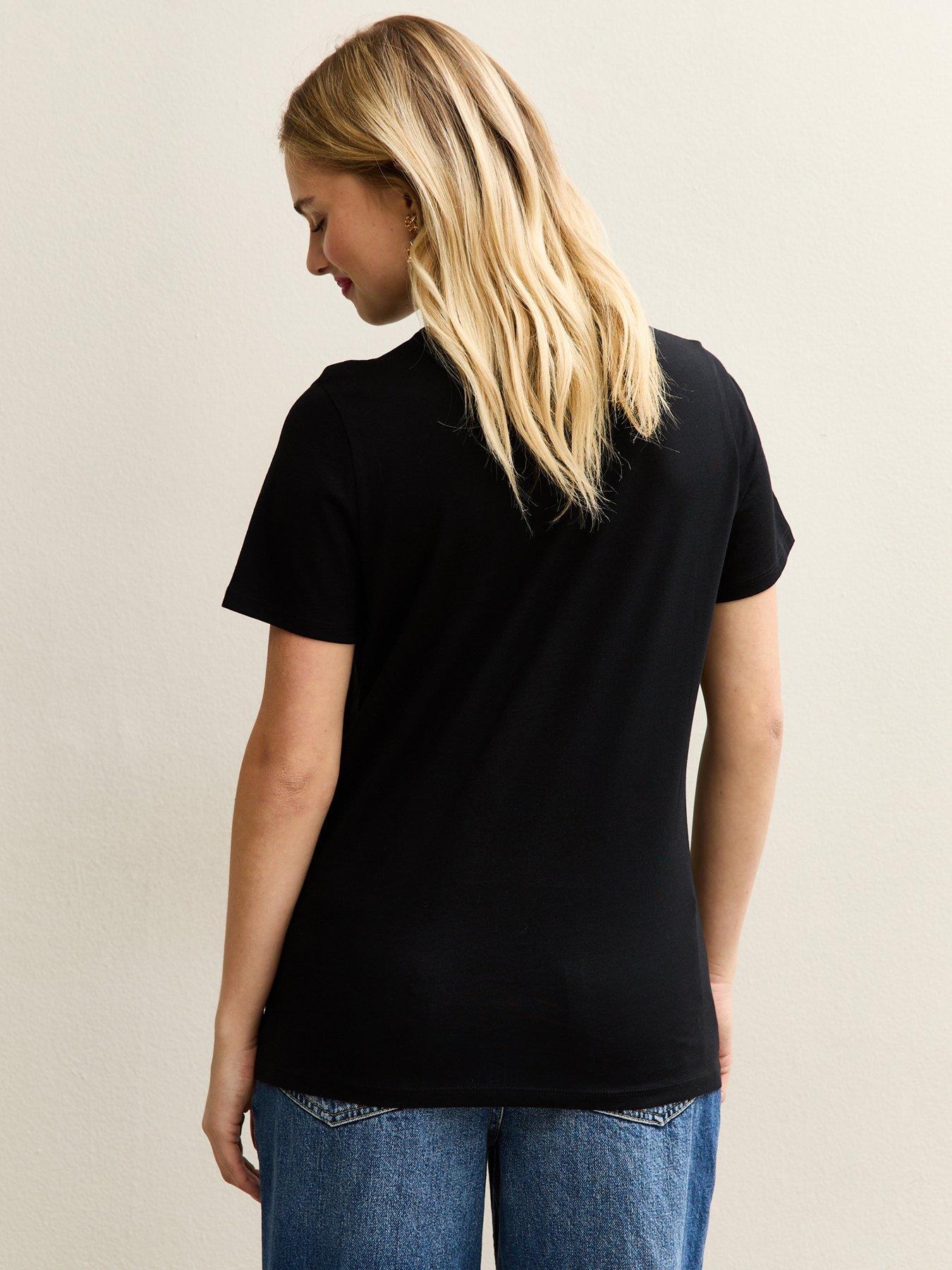 Image 2 of 4 of New Look Sequinned Merry Logo T-Shirt - Black