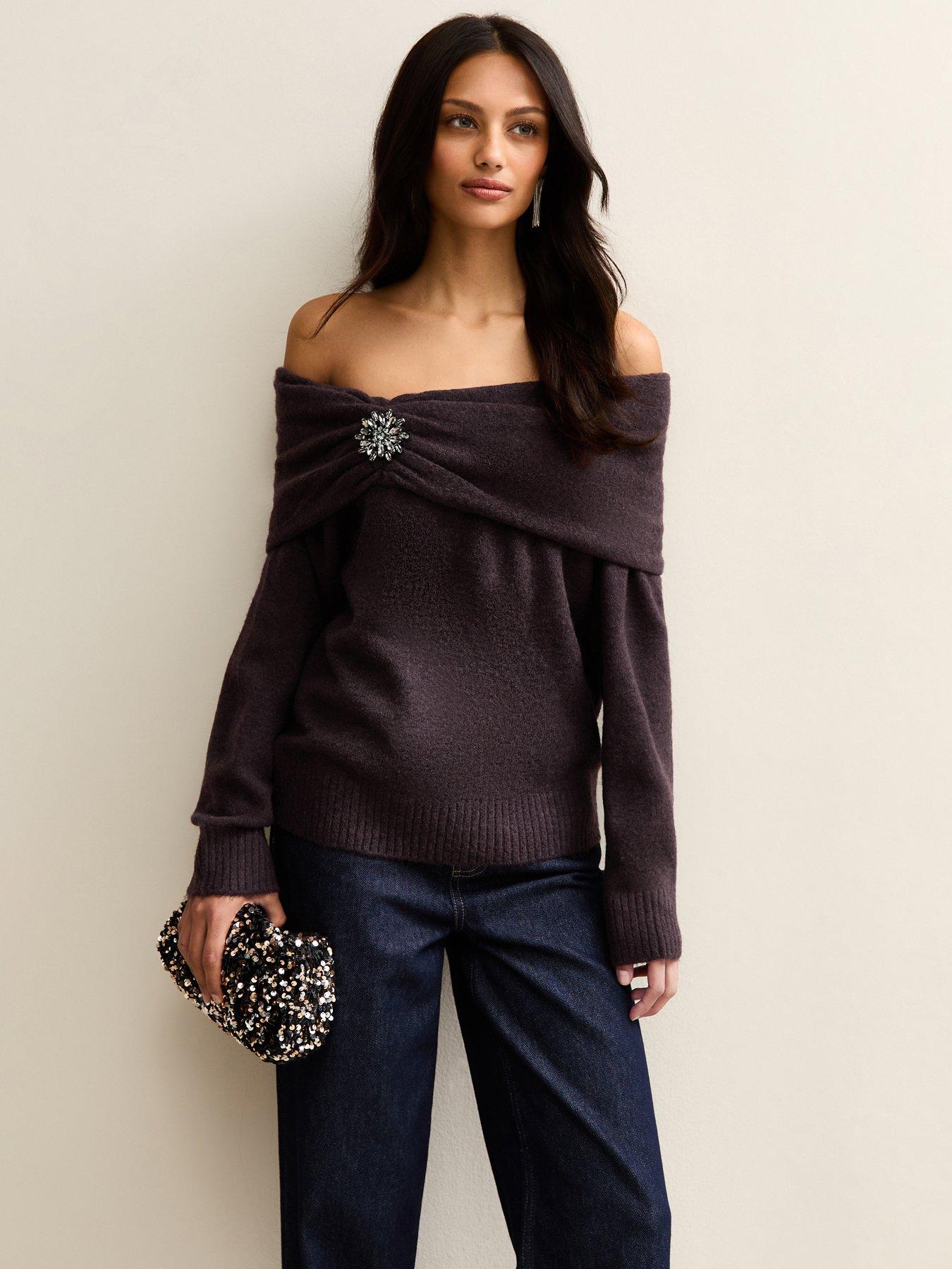 Image 1 of 5 of New Look Light Purple Off The Shoulder Jumper