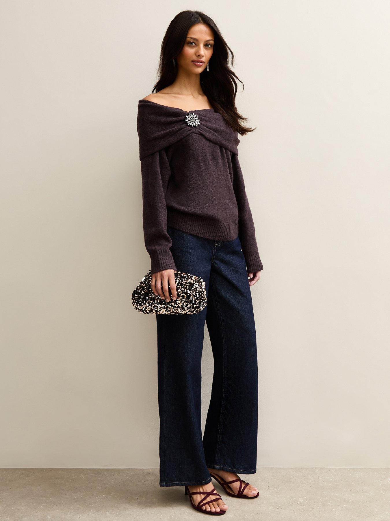 Image 3 of 5 of New Look Light Purple Off The Shoulder Jumper
