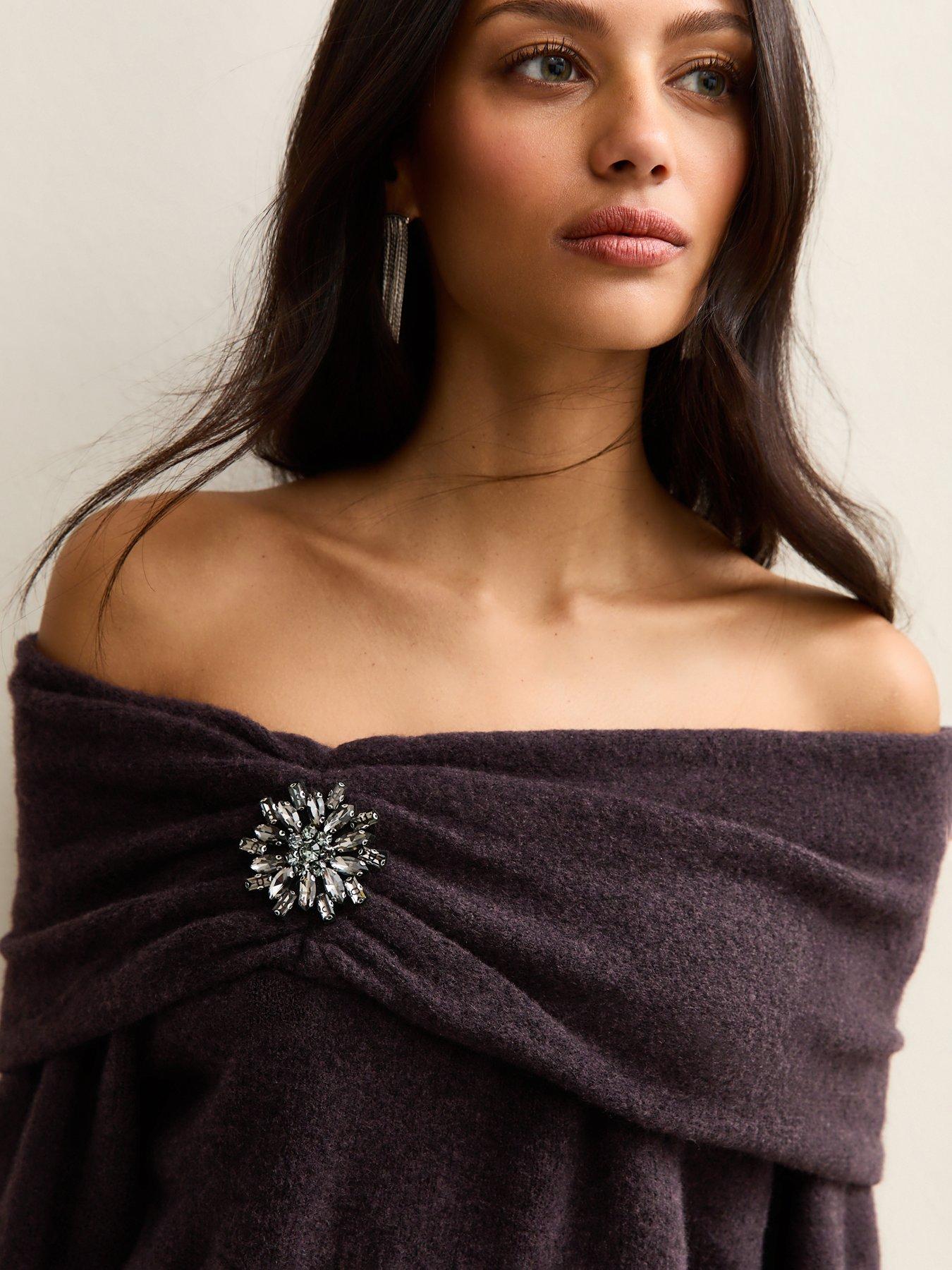 Image 4 of 5 of New Look Light Purple Off The Shoulder Jumper