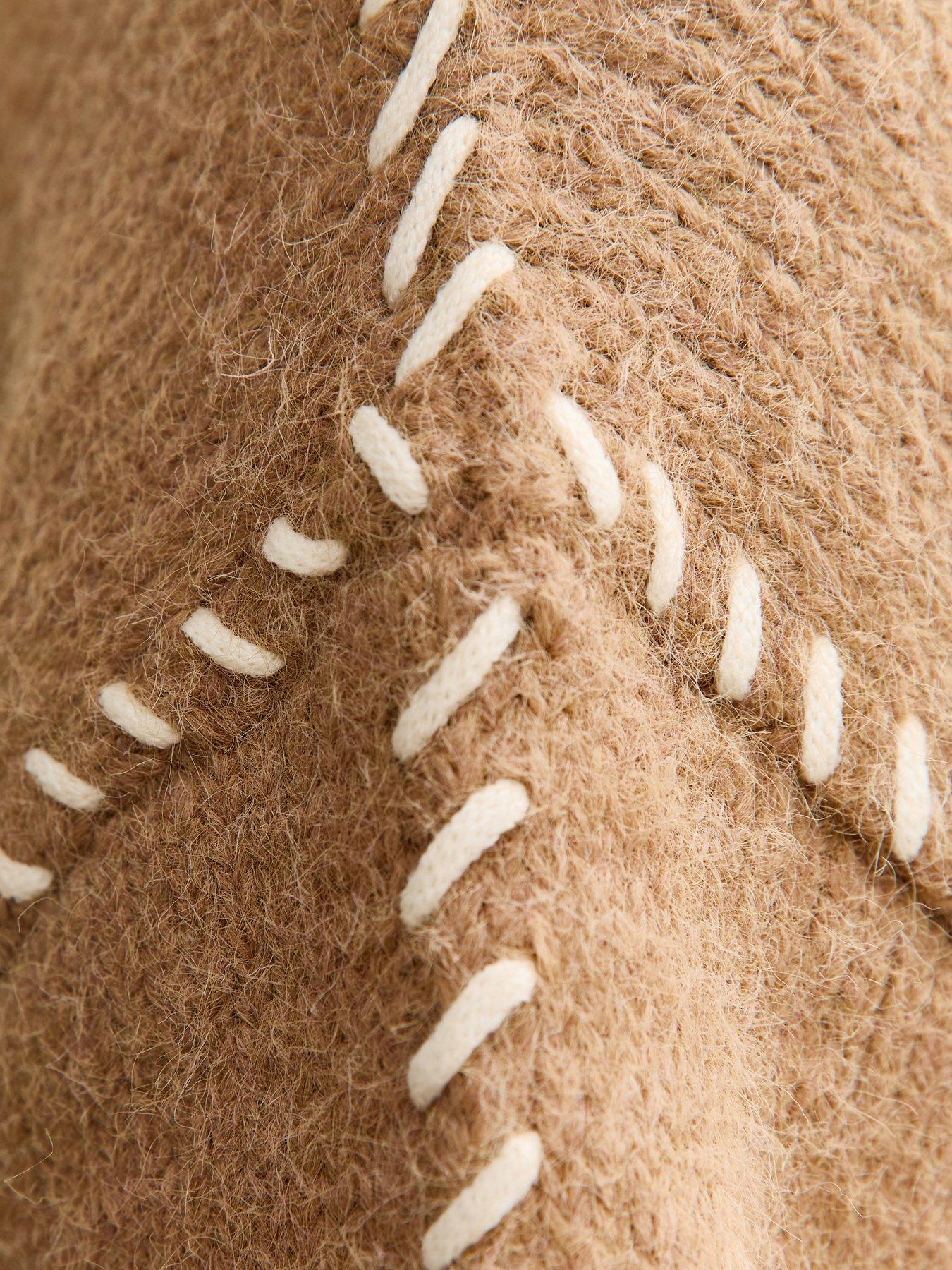 Image 5 of 5 of New Look Brown Contrast Stitch Brushed Jumper