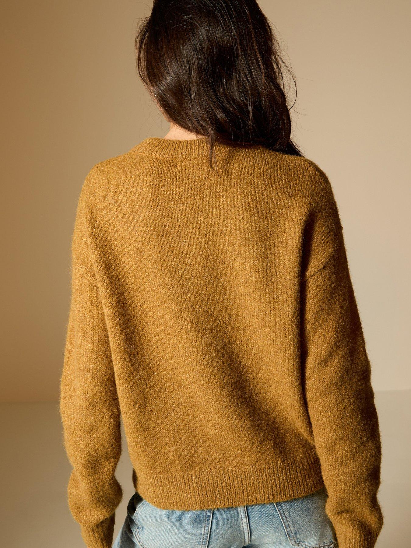 new-look-crew-neck-oversized-textured-knit-jumper-dark-yellowstillFront