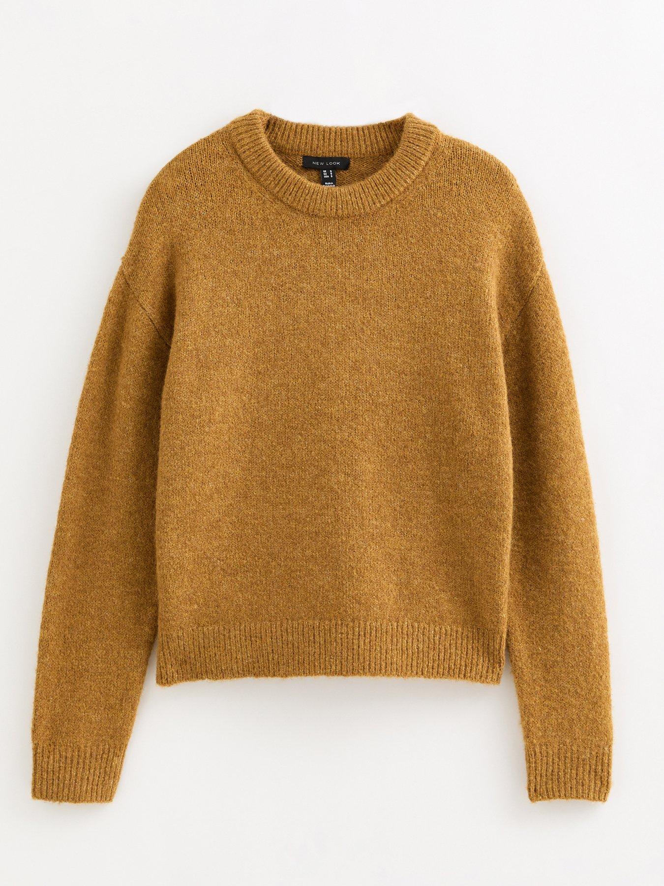 new-look-crew-neck-oversized-textured-knit-jumper-dark-yellowdetail