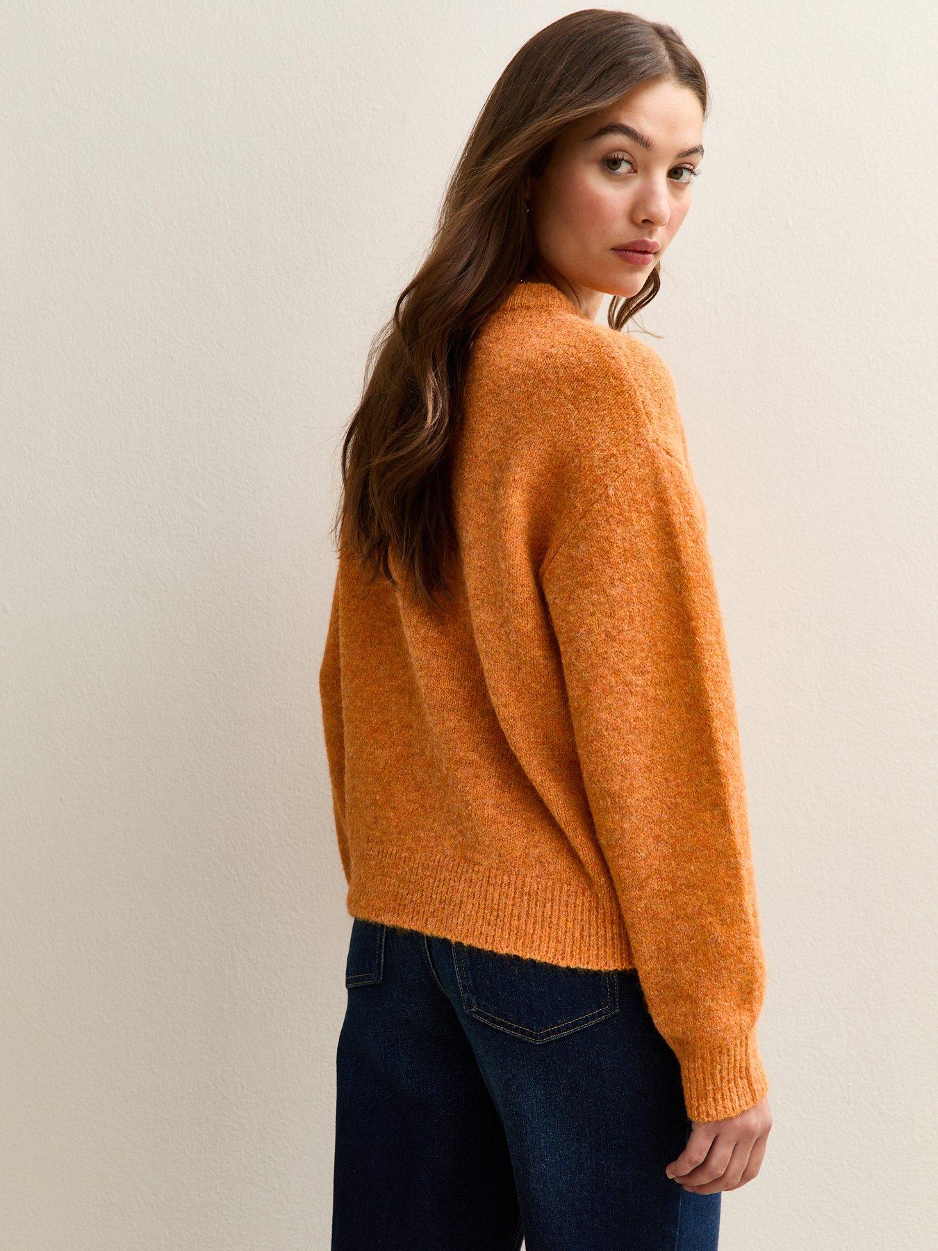 new-look-crew-neck-textured-knit-oversized-jumper-orangestillFront