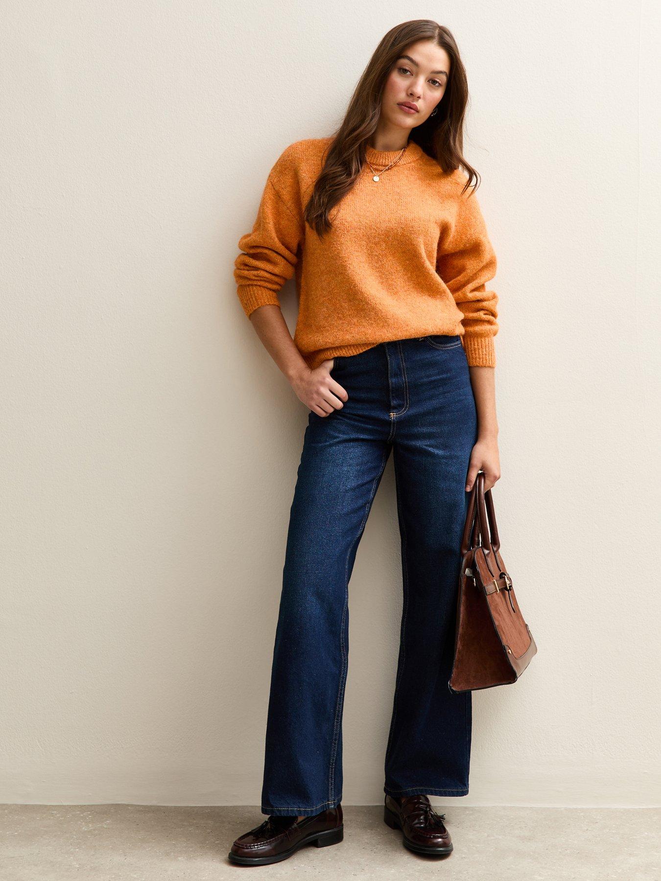 new-look-crew-neck-textured-knit-oversized-jumper-orangeback