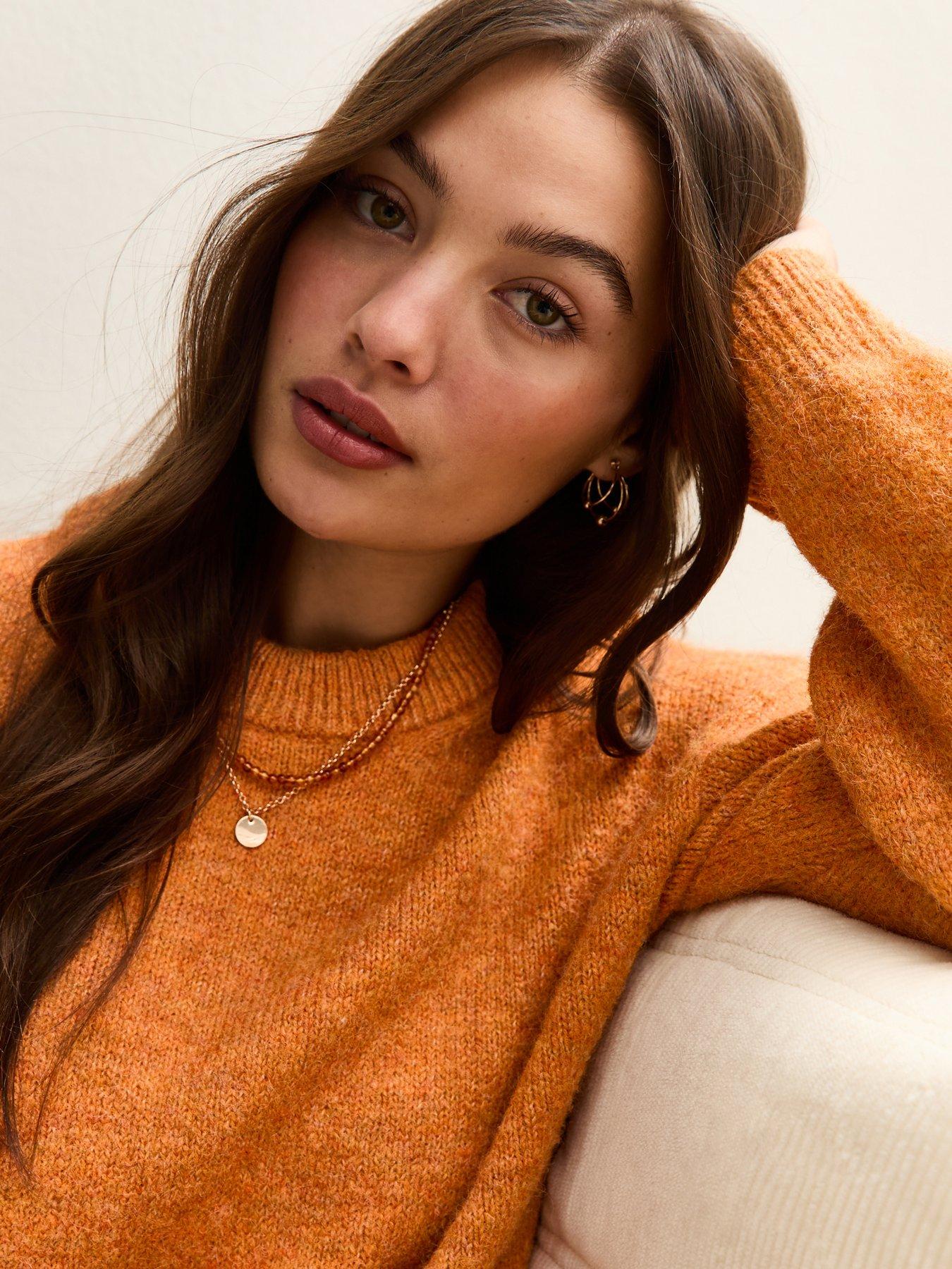 new-look-crew-neck-textured-knit-oversized-jumper-orangeoutfit