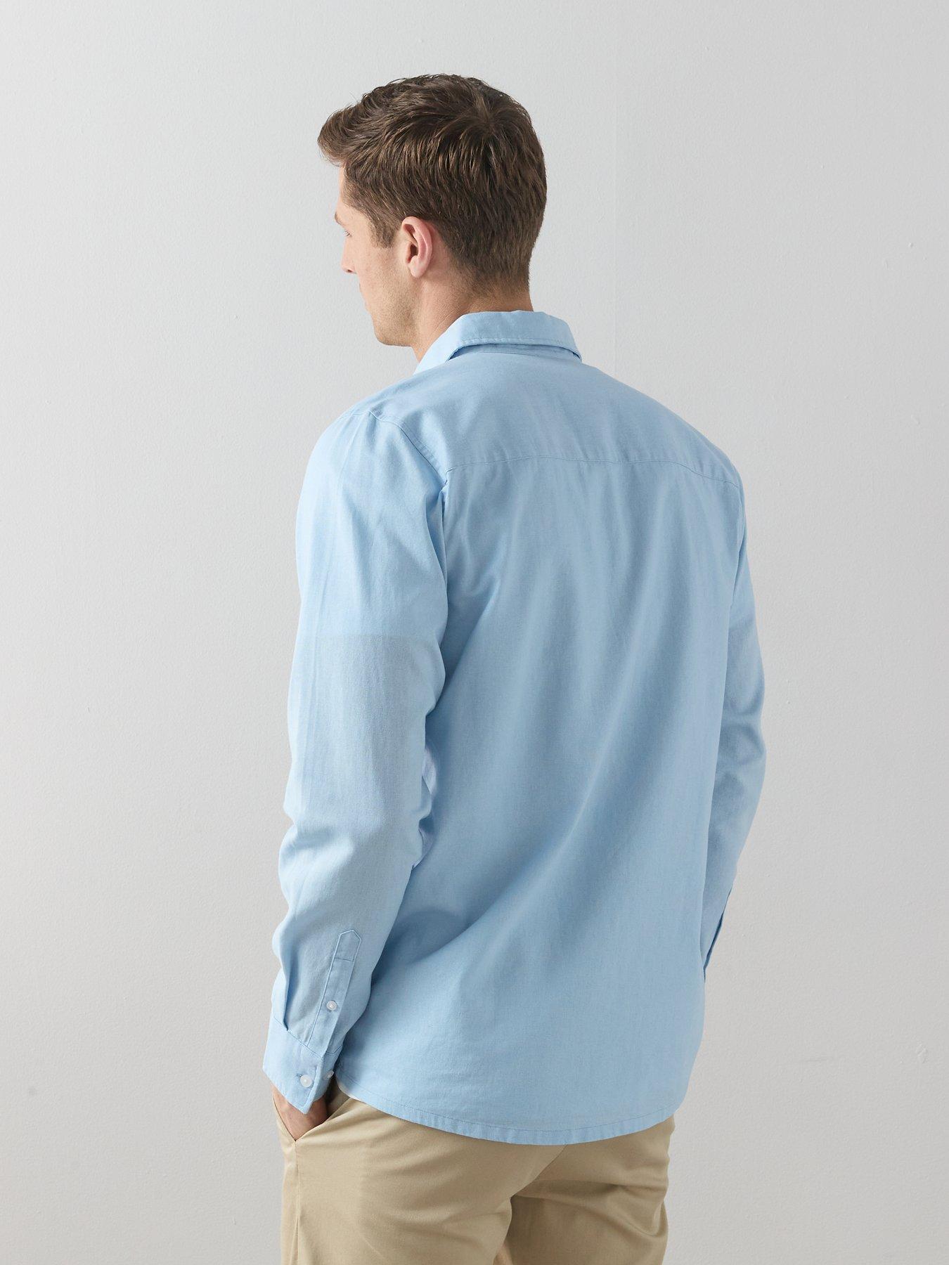 Image 3 of 7 of The Very Collection 2 Pack Long Sleeve Linen Shirts - White/Light Blue