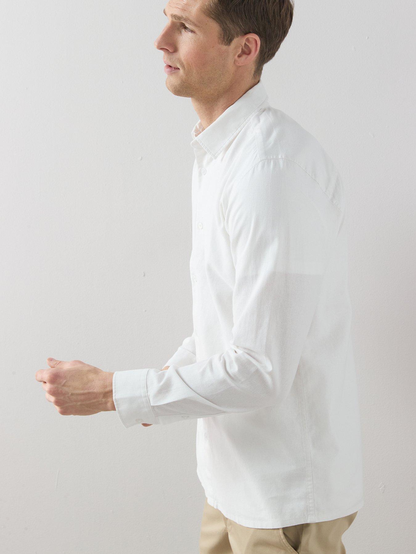 Image 6 of 7 of The Very Collection 2 Pack Long Sleeve Linen Shirts - White/Light Blue
