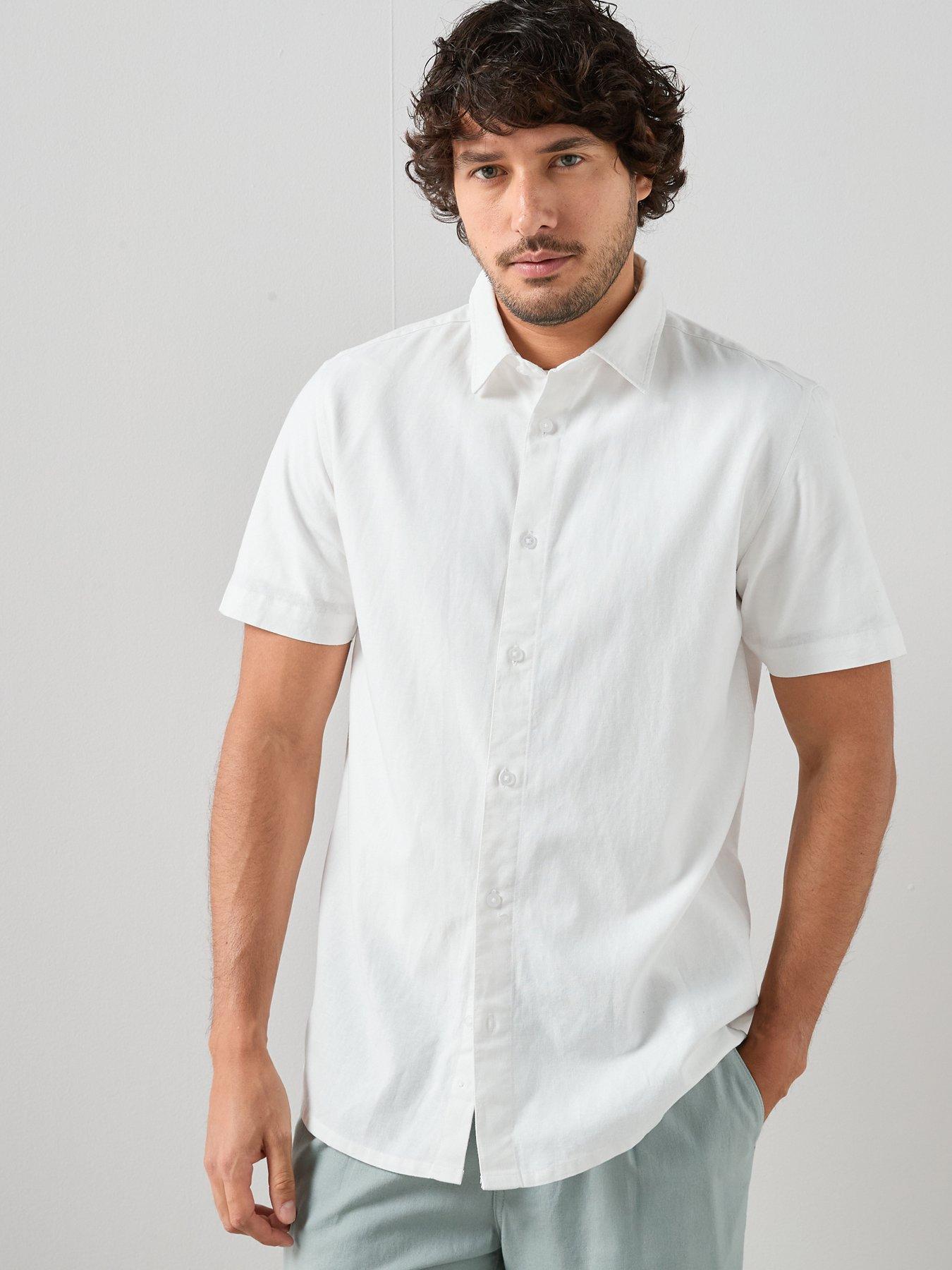 Image 7 of 7 of The Very Collection 2 Pack Standard Collar Linen Shirt - Navy/White