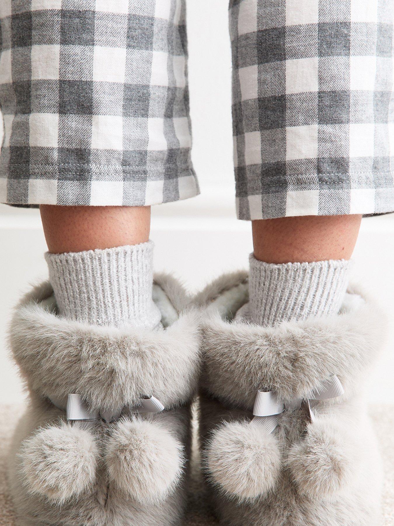 Image 5 of 5 of New Look Grey Faux Fur Slipper Boots