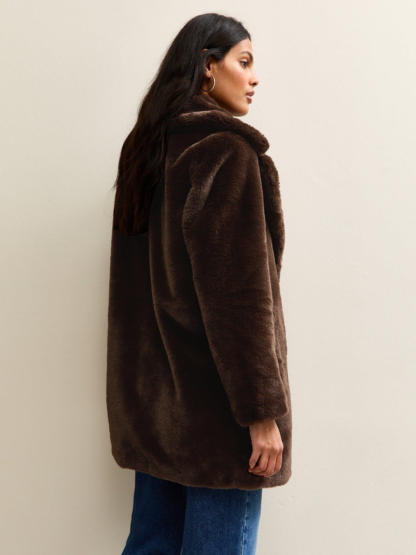 new-look-faux-fur-midi-coat-brownstillFront