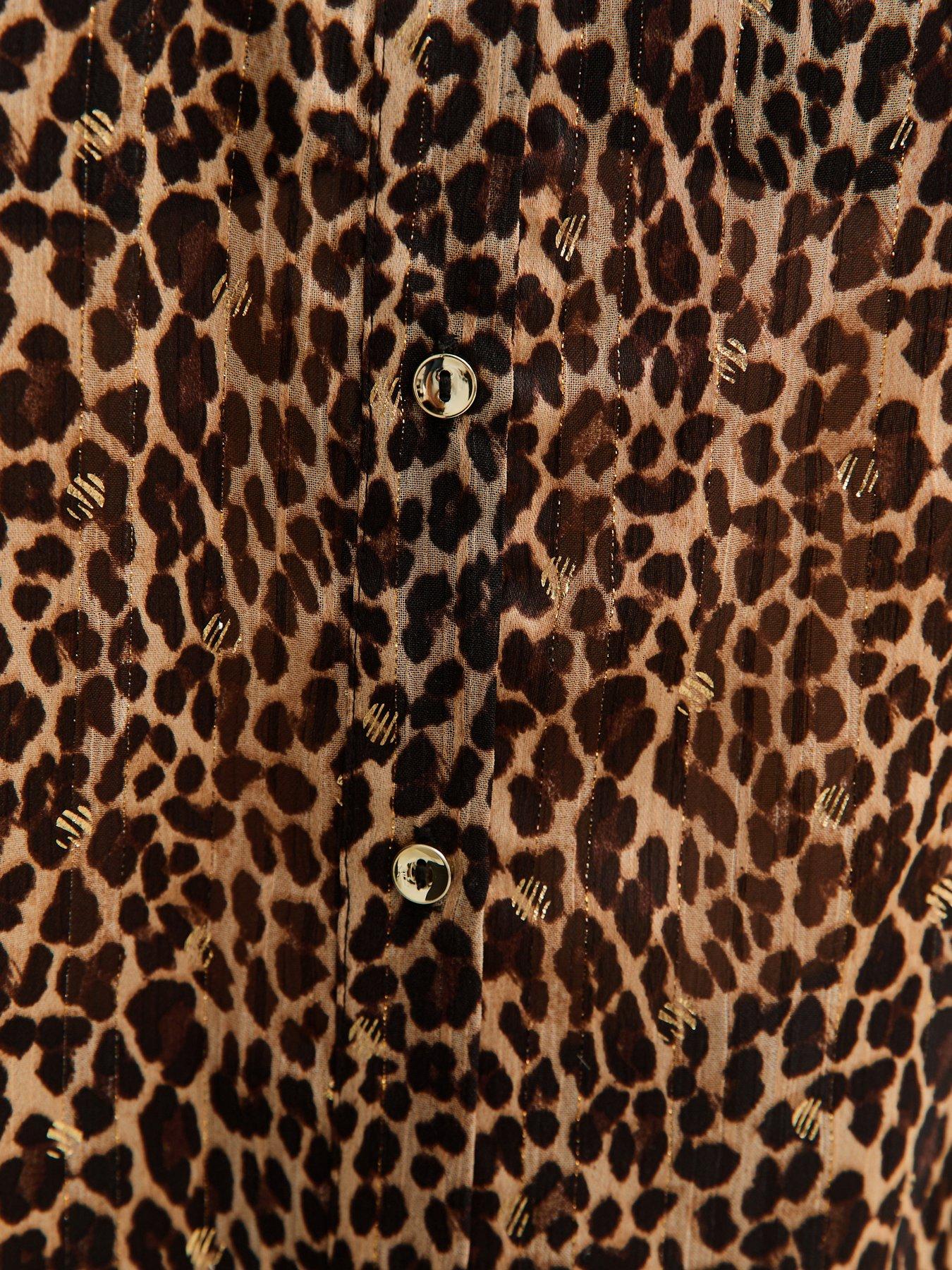 Image 6 of 6 of New Look Brown Animal Print Metallic Thread Shirt
