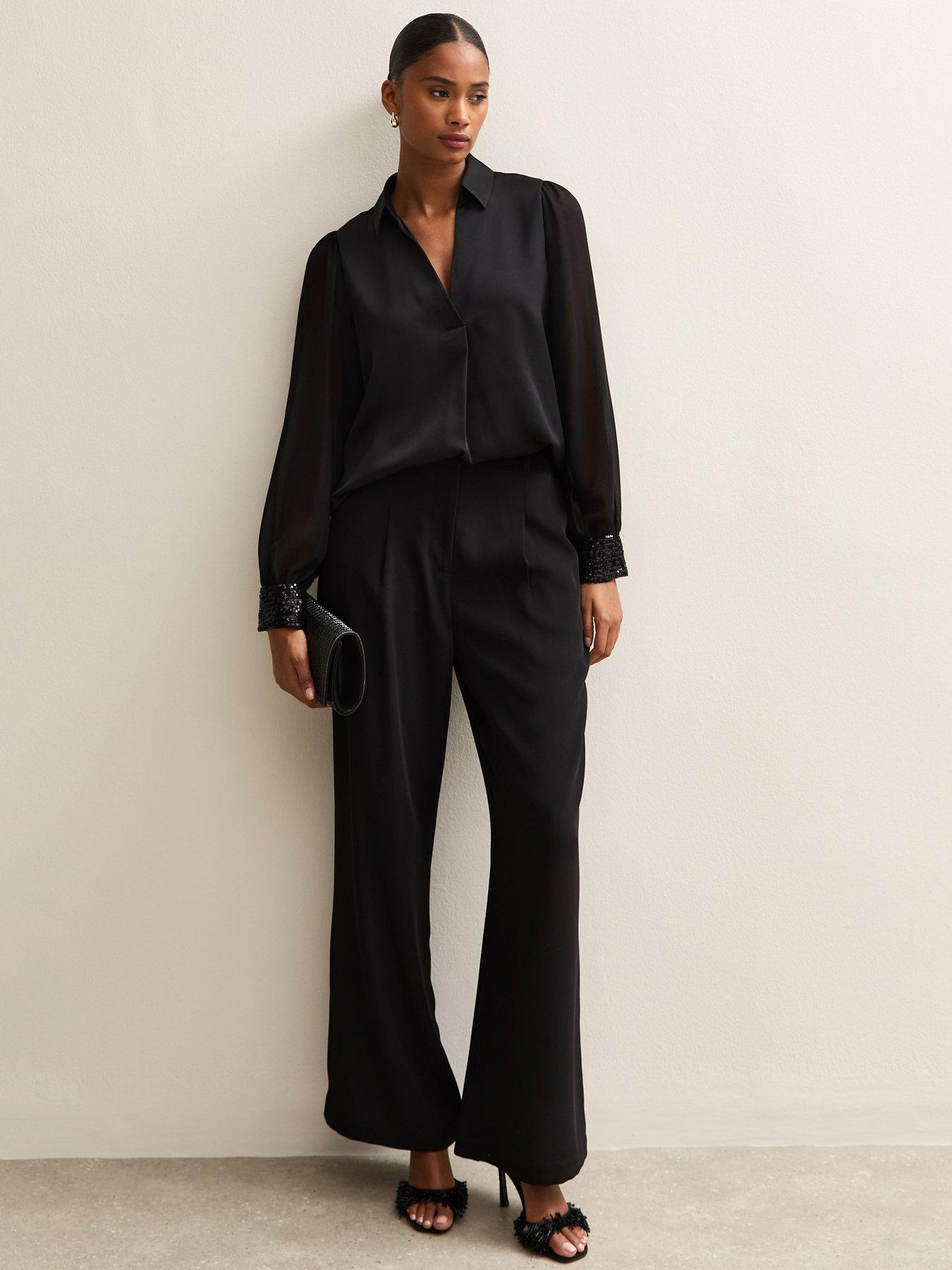 new-look-open-neck-sequin-long-sleeve-satin-shell-blackback