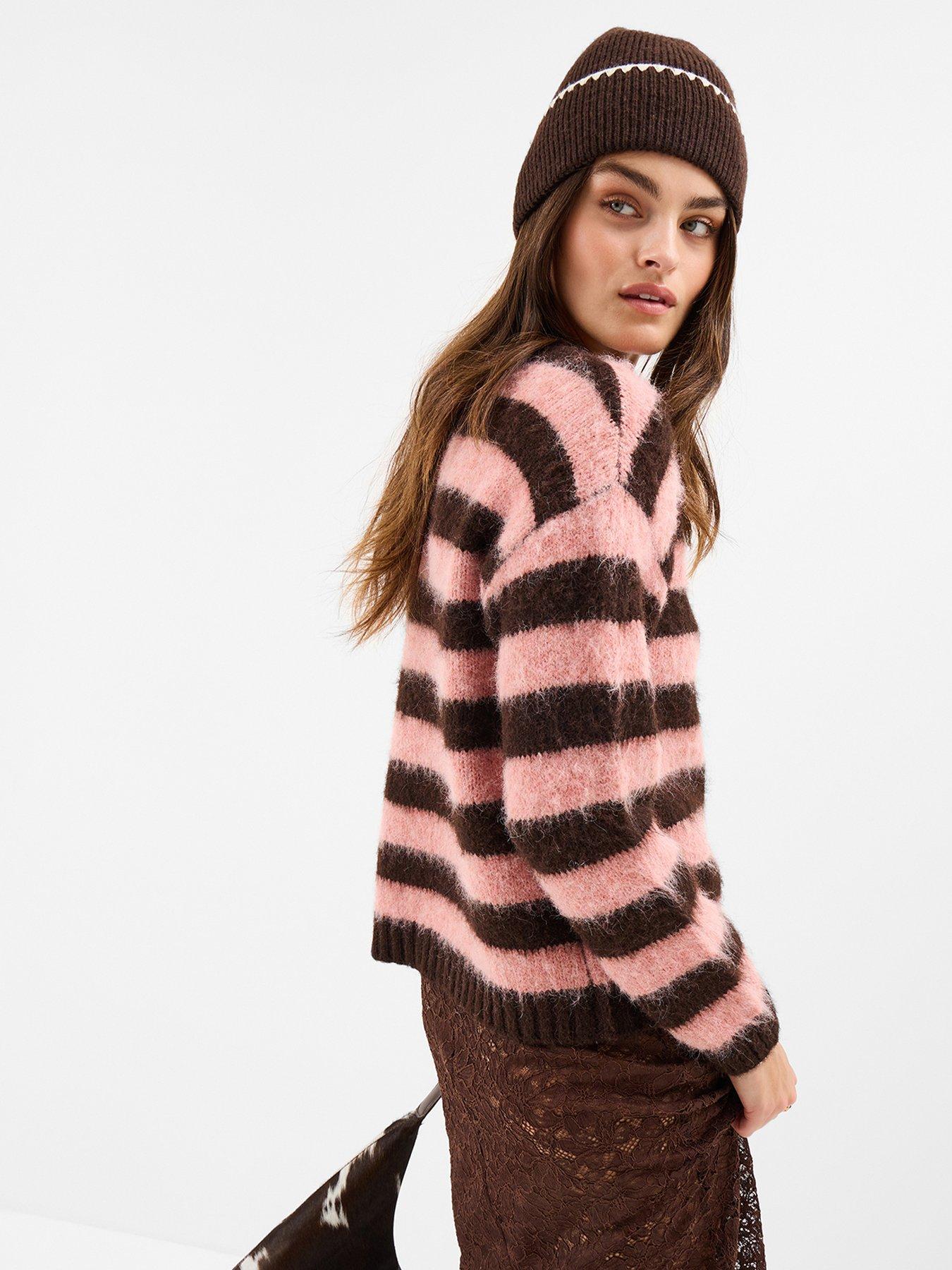 accessorize-striped-fluffy-jumper-pinkbrownstillFront