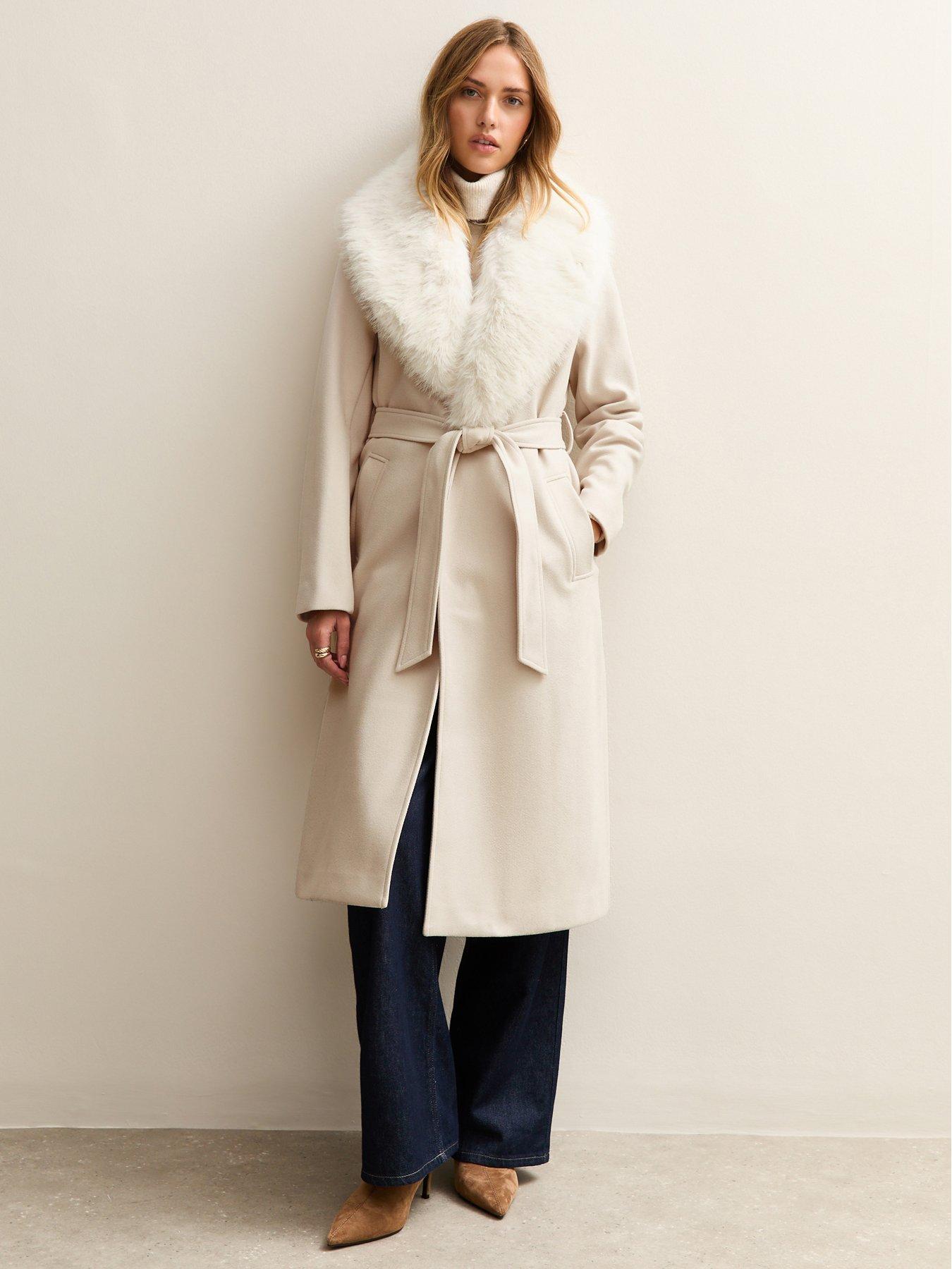 new-look-stone-faux-fur-collar-wrap-coatfront