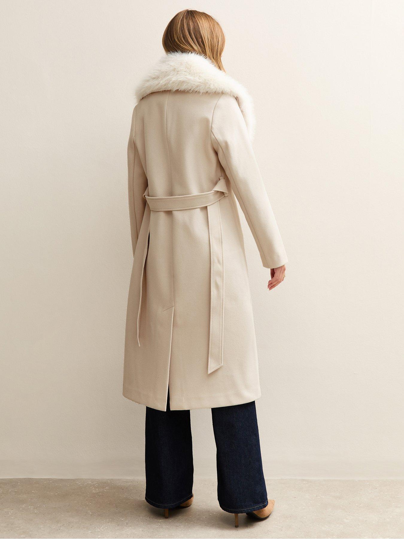 new-look-stone-faux-fur-collar-wrap-coatstillFront