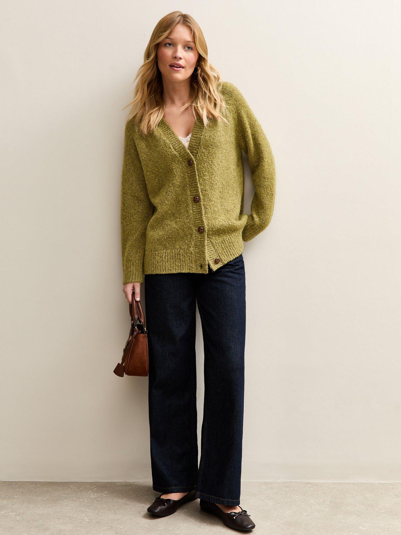 new-look-light-khaki-chunky-raglan-v-neck-cardiganback