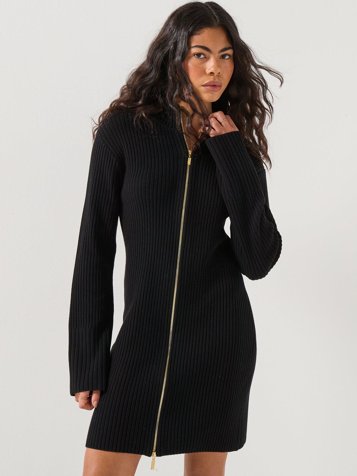 Image 1 of 6 of Barbour International BIntl Reagan Knitted Mini Dress- Black
