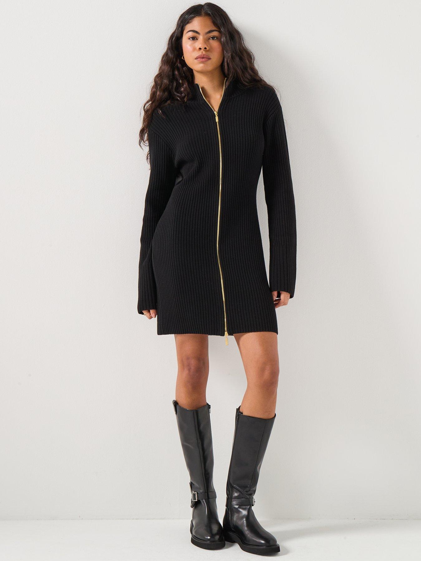 Image 3 of 6 of Barbour International BIntl Reagan Knitted Mini Dress- Black