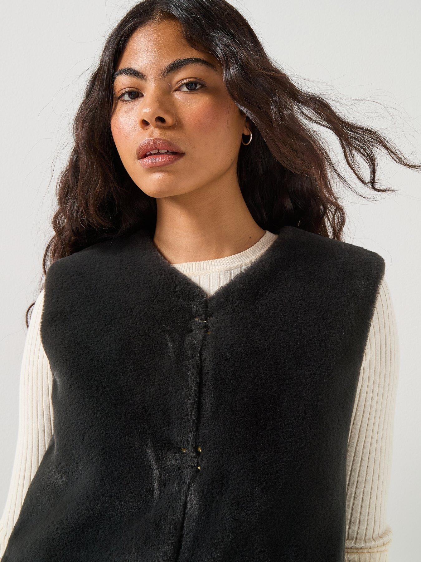 Image 4 of 6 of Barbour International Mialn Fur Gilet- Black