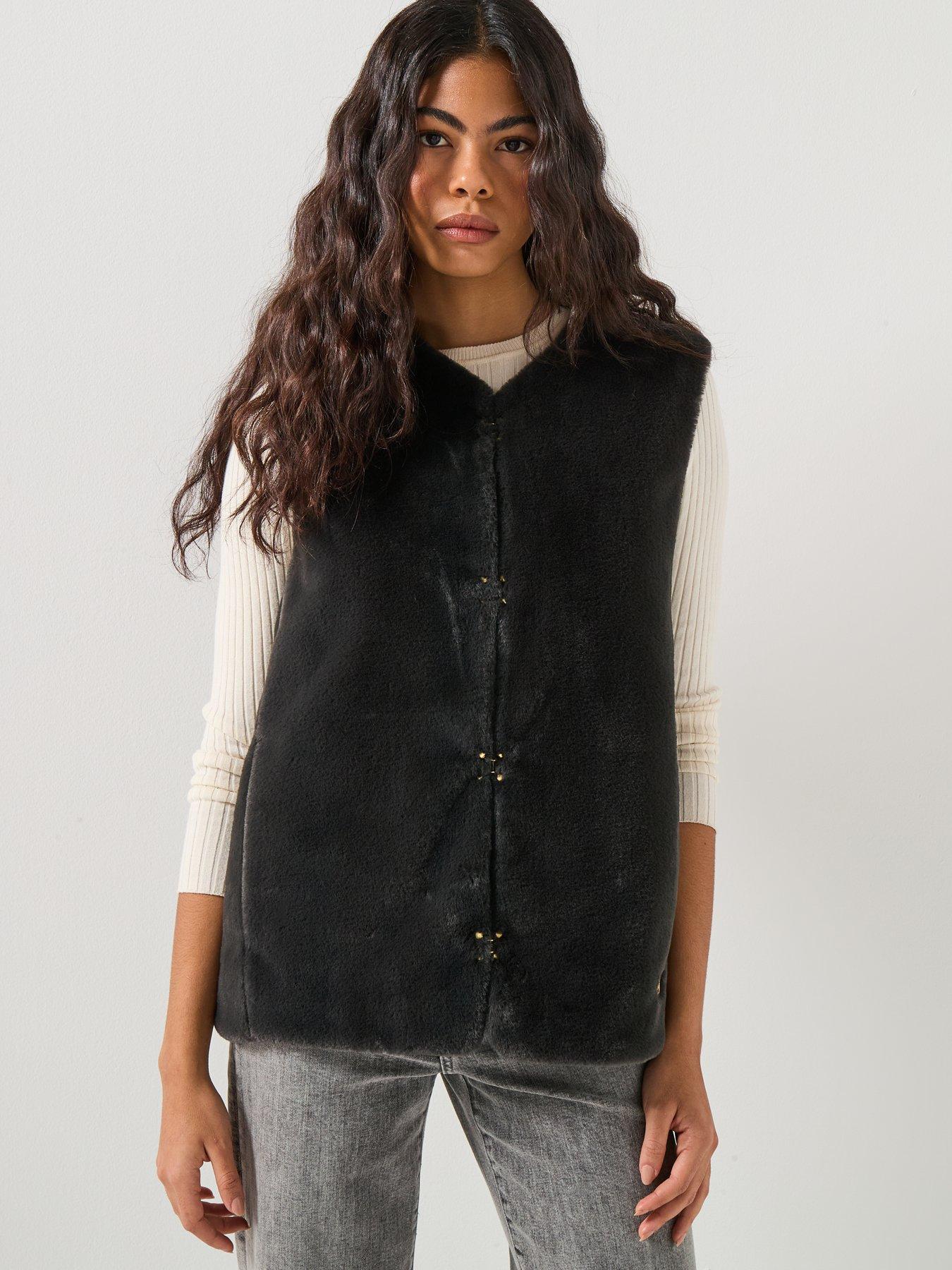 Image 6 of 6 of Barbour International Mialn Fur Gilet- Black