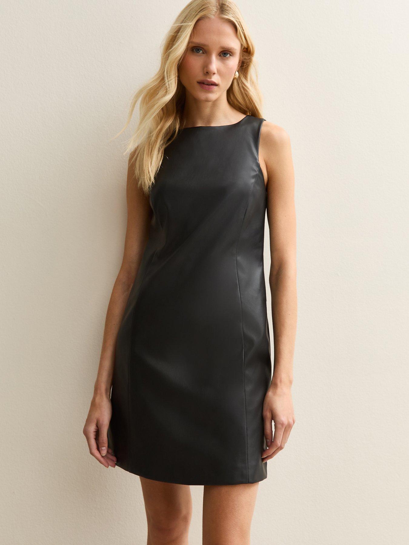 chinese dress ladies 91145 black fly girl leather midi — Therapy Boutique