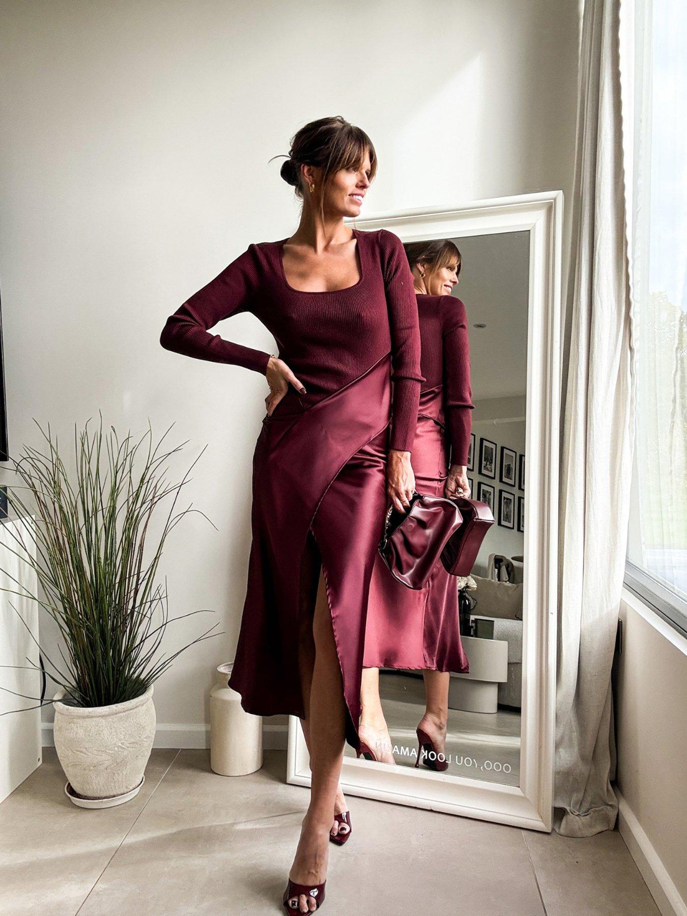 Style Cheat Satin Knit Dress - Red