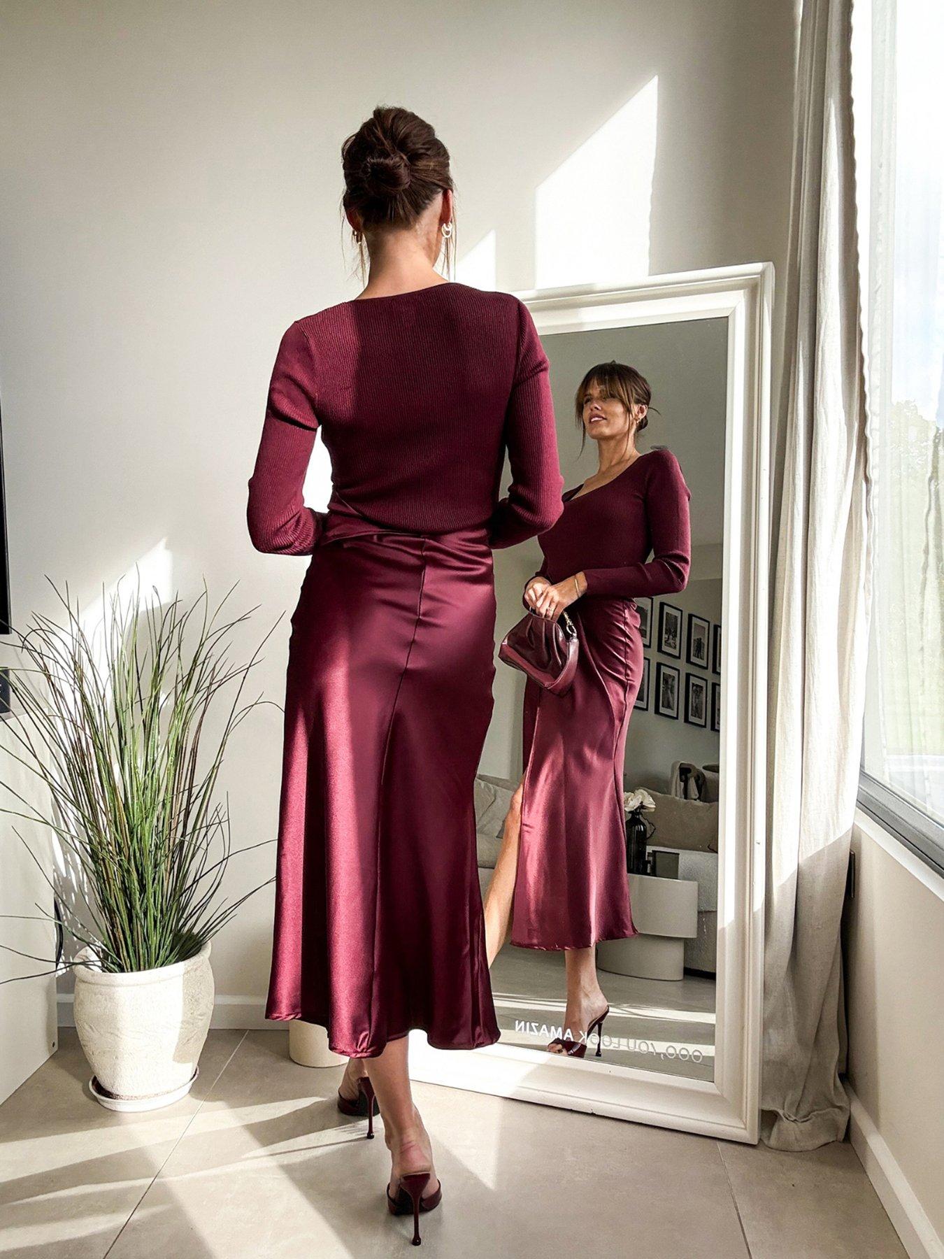 Style Cheat Satin Knit Dress - Red | Very Ireland