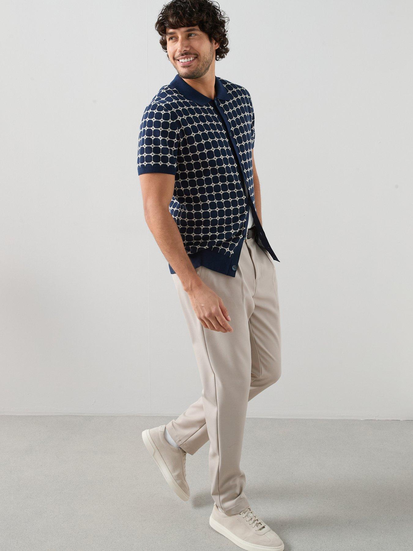 Image 6 of 7 of The Very Collection Cotton Blend Jacquard Pattern Button Through Shirt - Navy