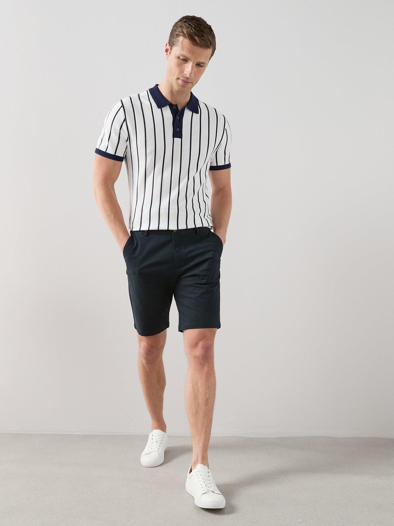 Image 3 of 7 of The Very Collection Cotton Blend Stripe Knitted Polo - White
