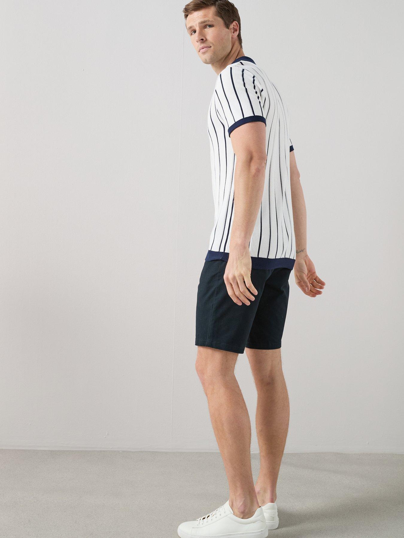 Image 5 of 7 of The Very Collection Cotton Blend Stripe Knitted Polo - White
