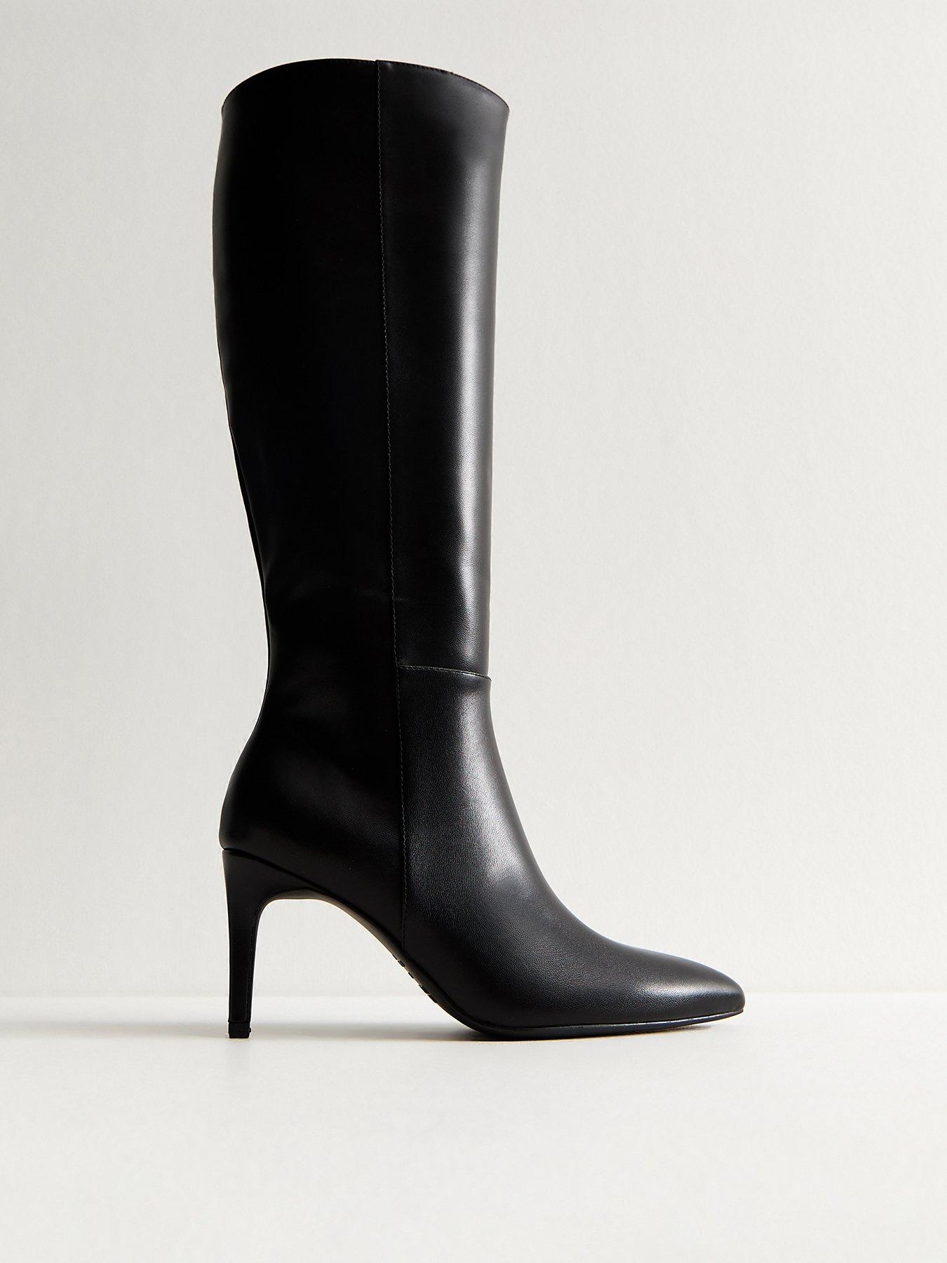 new-look-black-faux-leather-zip-up-stiletto-knee-high-boots