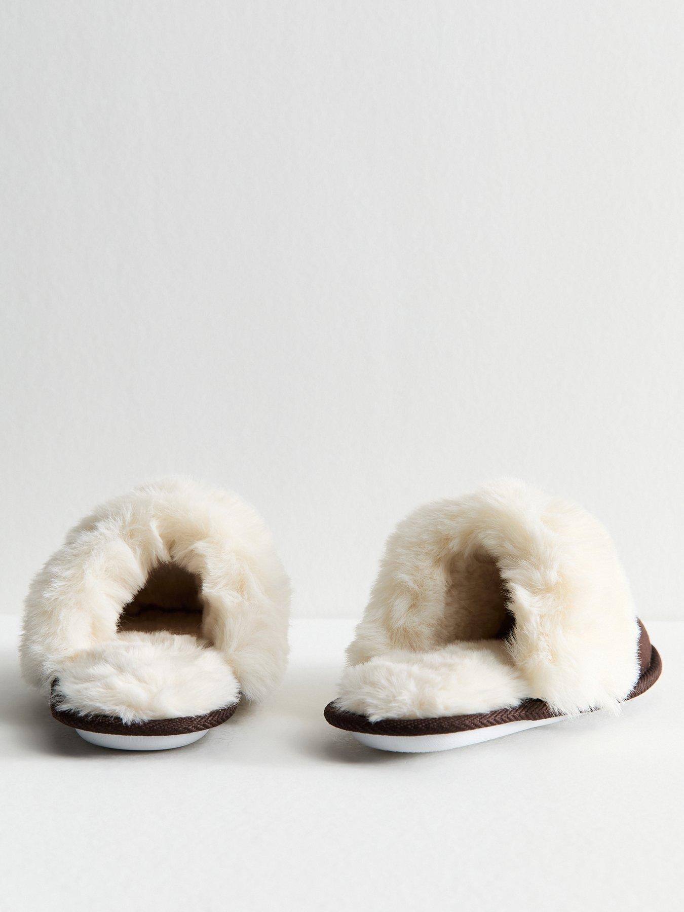 Image 3 of 4 of New Look Brown Teddy Bear Applique Mule Slippers