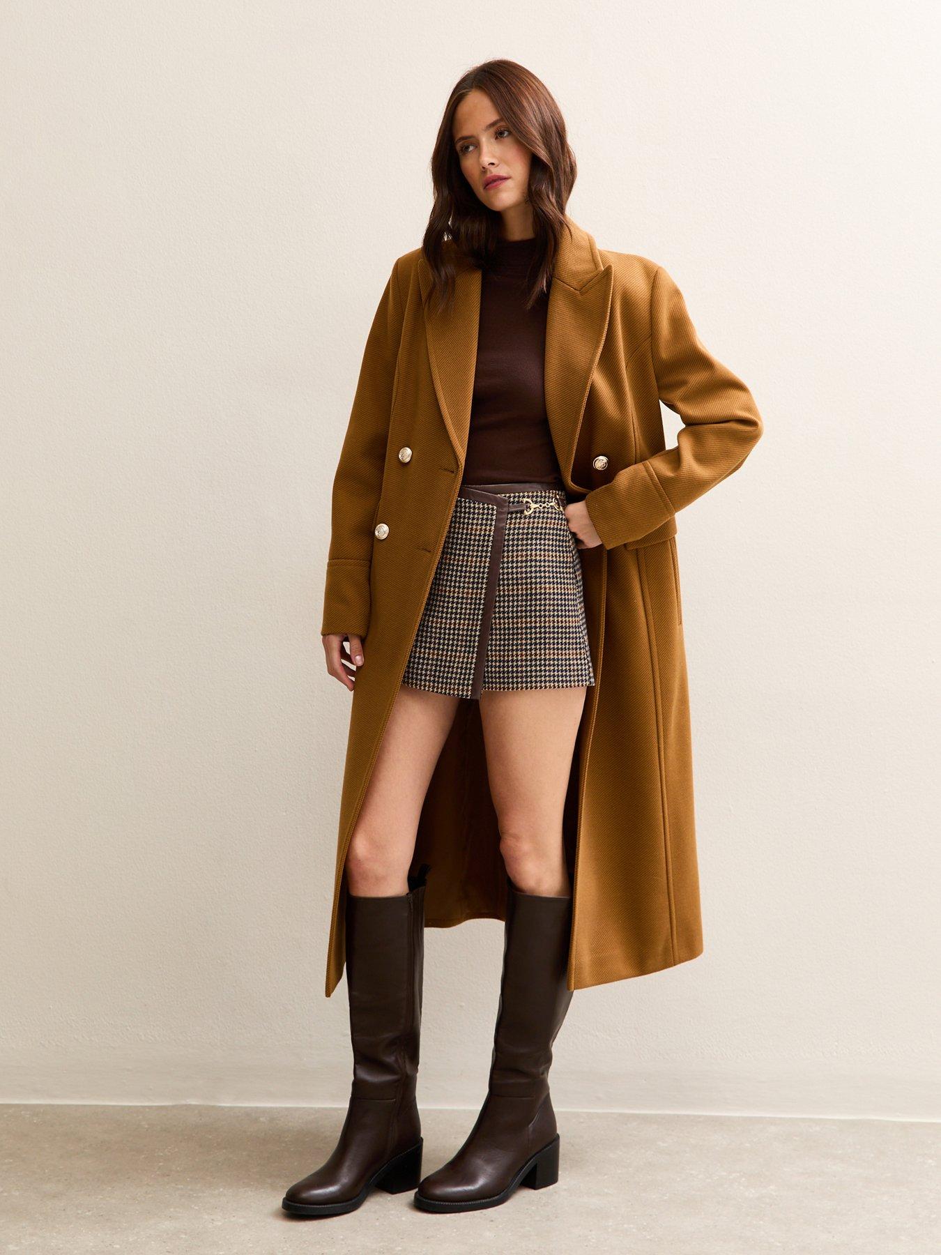 new-look-mini-check-trim-wrap-skort-browndetail